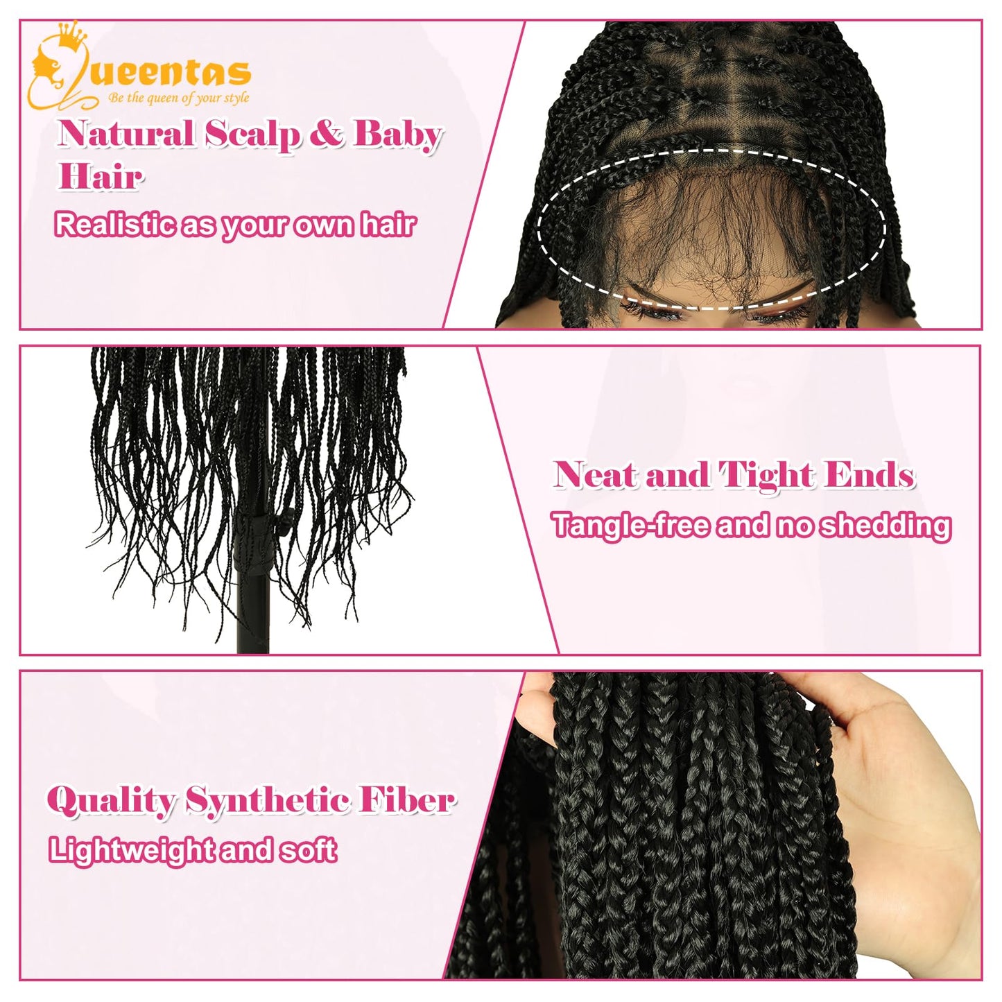 QUEENTAS Dreadlock Wigs for Black Women and Men Short Curly Big Afro Braided Wigs Faux Locs Twist Braiding Synthetic Wigs (Black to Brown)