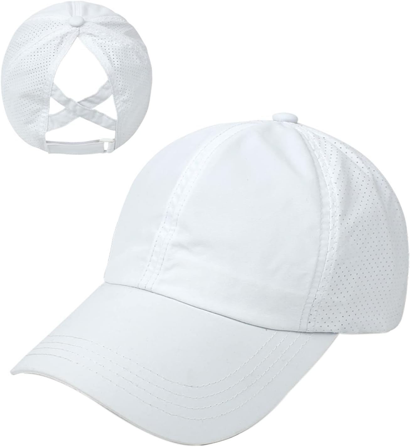 Women Ponytail Hat Criss Cross Baseball Cap Adjustable High Messy Bun Ponycap Quick Drying Mesh Sports Hat