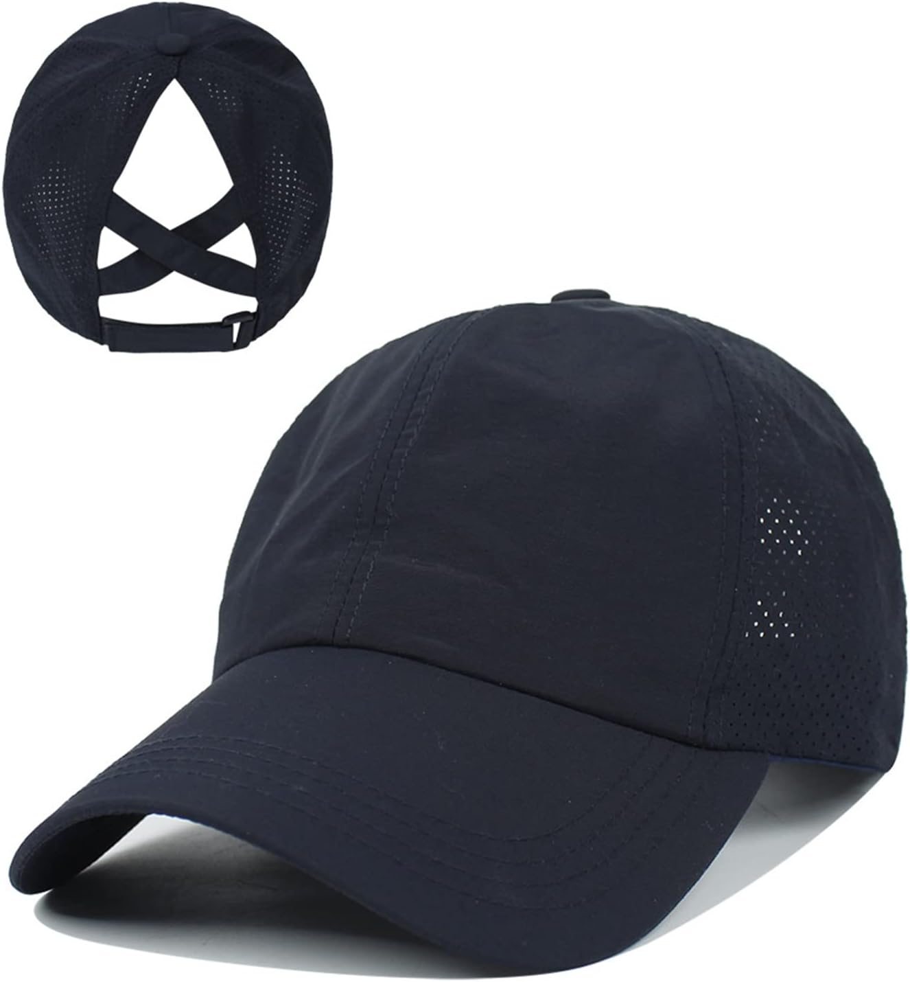 Women Ponytail Hat Criss Cross Baseball Cap Adjustable High Messy Bun Ponycap Quick Drying Mesh Sports Hat