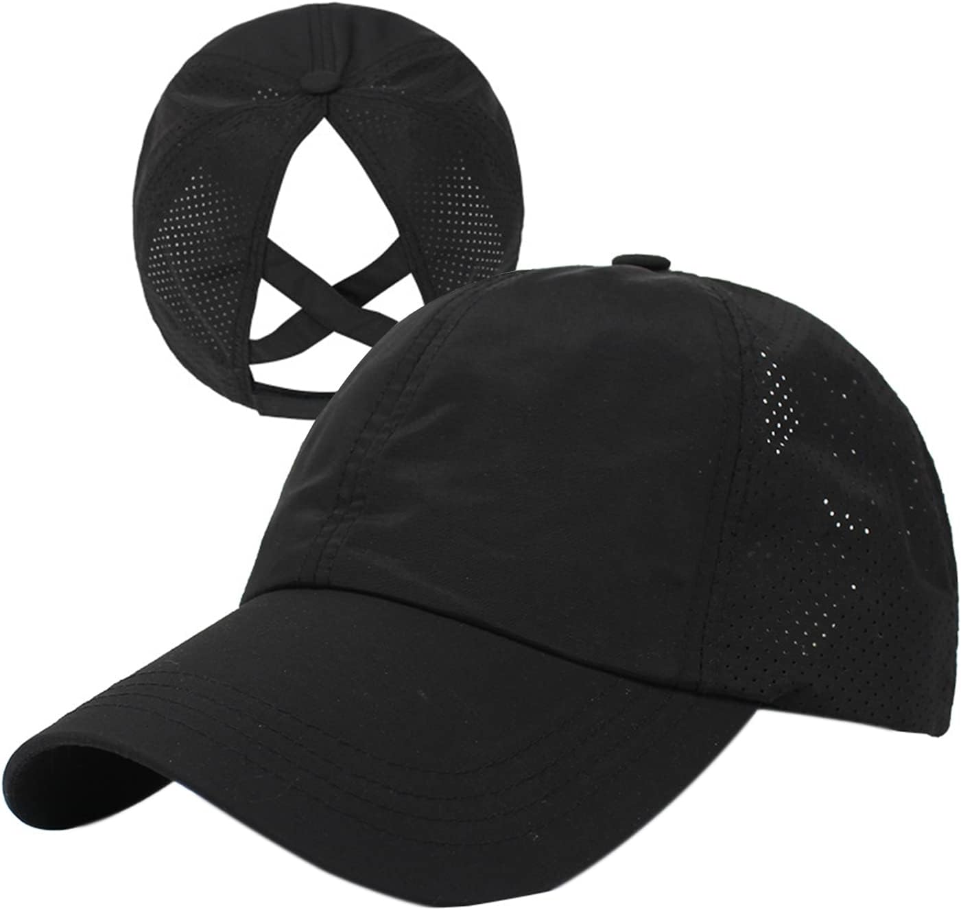 Women Ponytail Hat Criss Cross Baseball Cap Adjustable High Messy Bun Ponycap Quick Drying Mesh Sports Hat