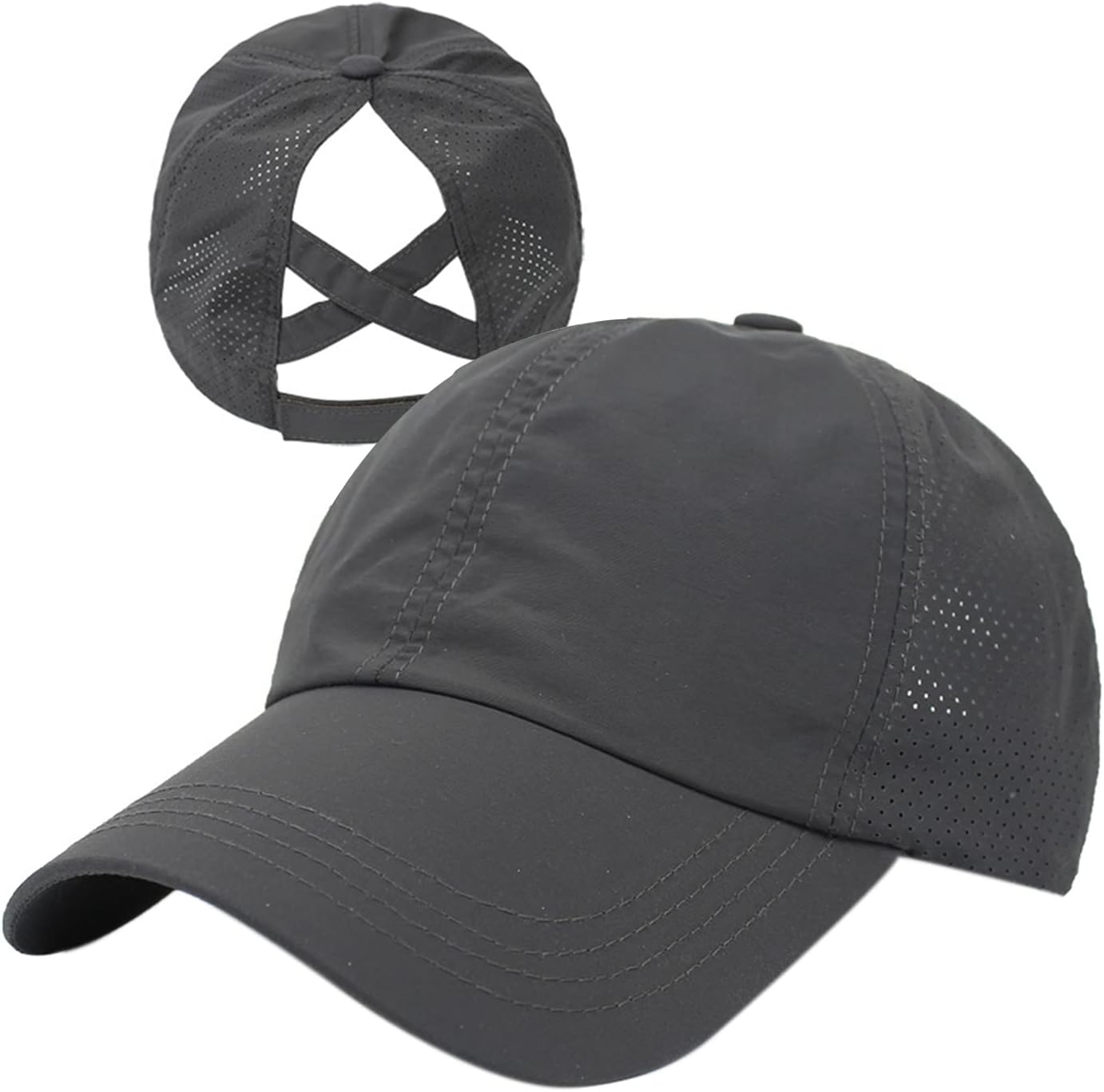 Women Ponytail Hat Criss Cross Baseball Cap Adjustable High Messy Bun Ponycap Quick Drying Mesh Sports Hat