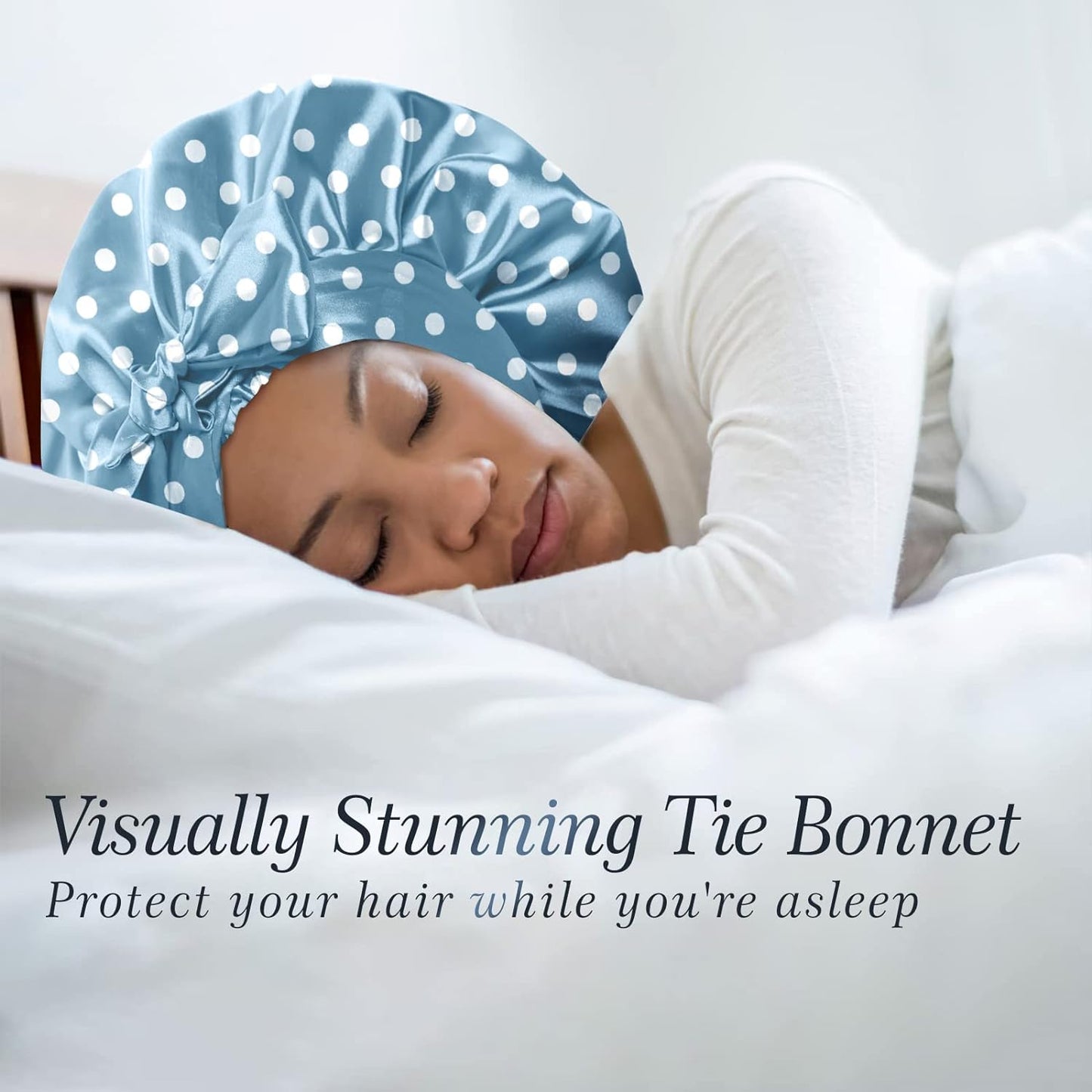 Satin Bonnet for Women, Silk Bonnet for Curly Hair, Silk Hair Bonnet for Sleeping Satin Bonnets for Black Women, Extra Large Bonnet with Tie Band