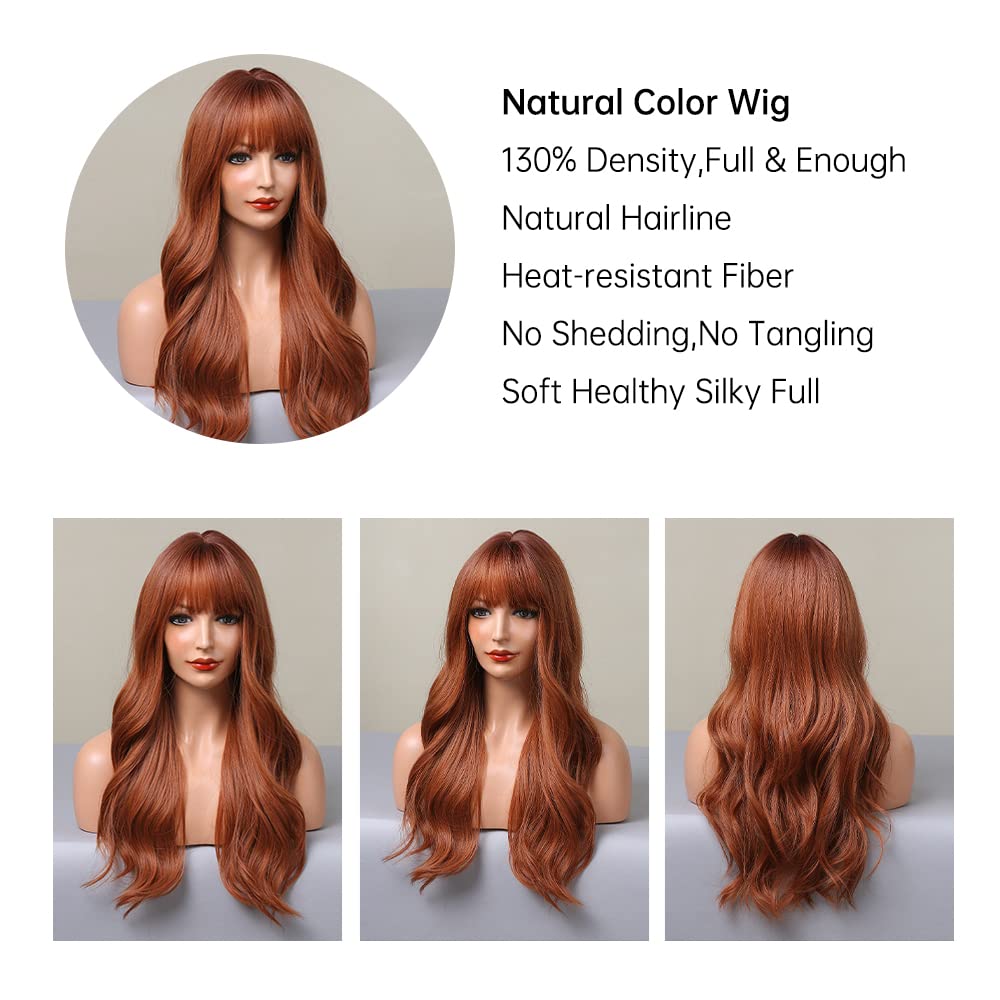 Black Wigs for Women Long Curly Wigs With Bangs Water Wavy Synthetic Wig, Party Cosplay Daily Use