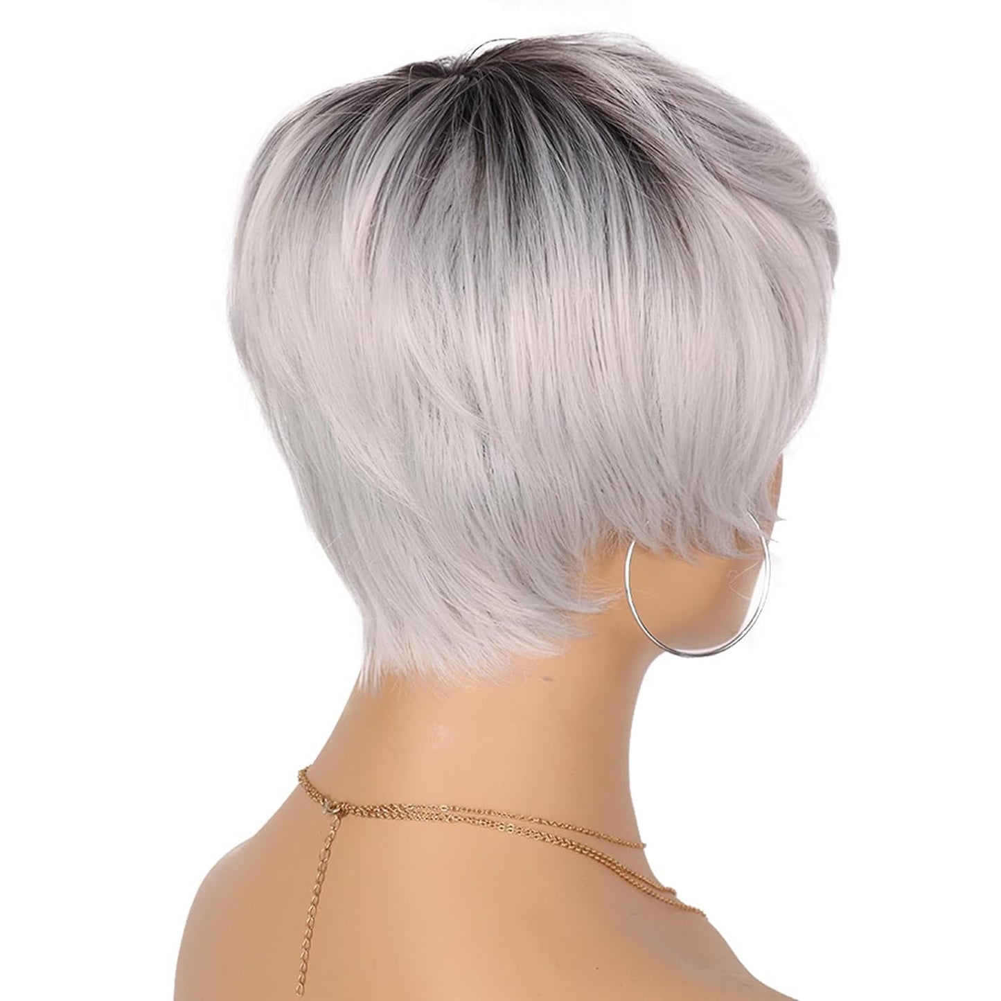 Pixie Cut Wig for Black Women Blonde 613 Short Wig with Bangs Layered Straight Hair Heat Resistant Synthetic Wig for Daily Use(613)