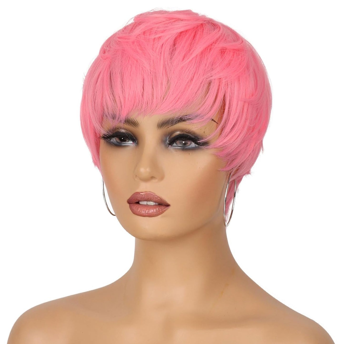 Pixie Cut Wig for Black Women Blonde 613 Short Wig with Bangs Layered Straight Hair Heat Resistant Synthetic Wig for Daily Use(613)