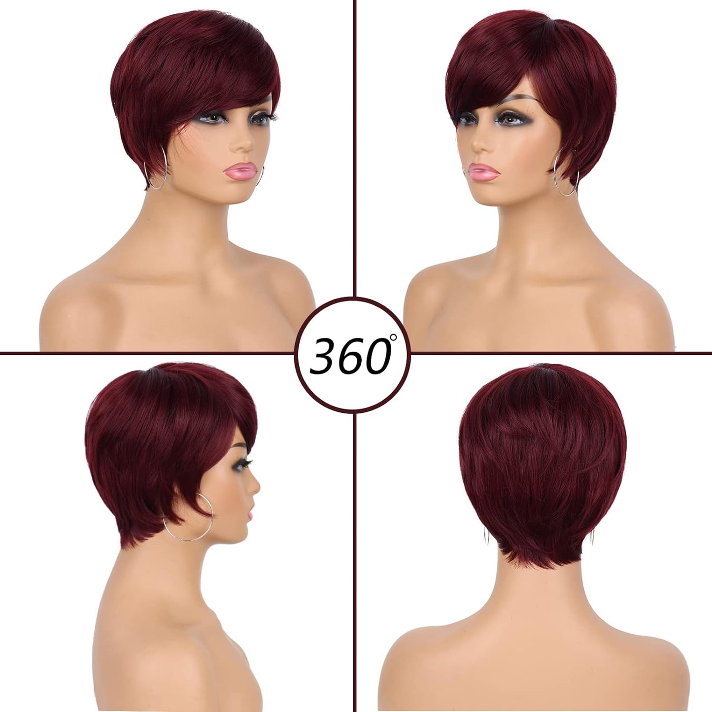 Pixie Cut Wig for Black Women Blonde 613 Short Wig with Bangs Layered Straight Hair Heat Resistant Synthetic Wig for Daily Use(613)