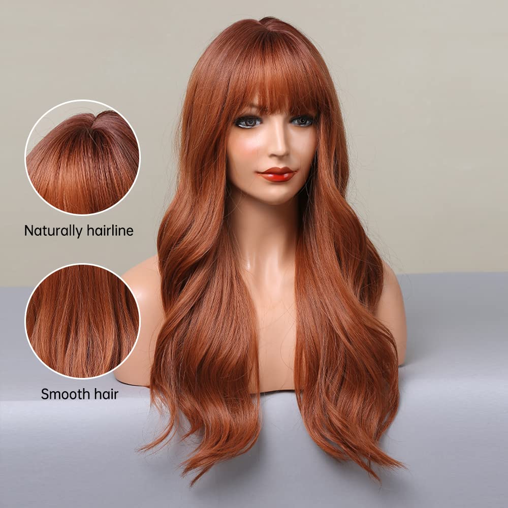 Black Wigs for Women Long Curly Wigs With Bangs Water Wavy Synthetic Wig, Party Cosplay Daily Use