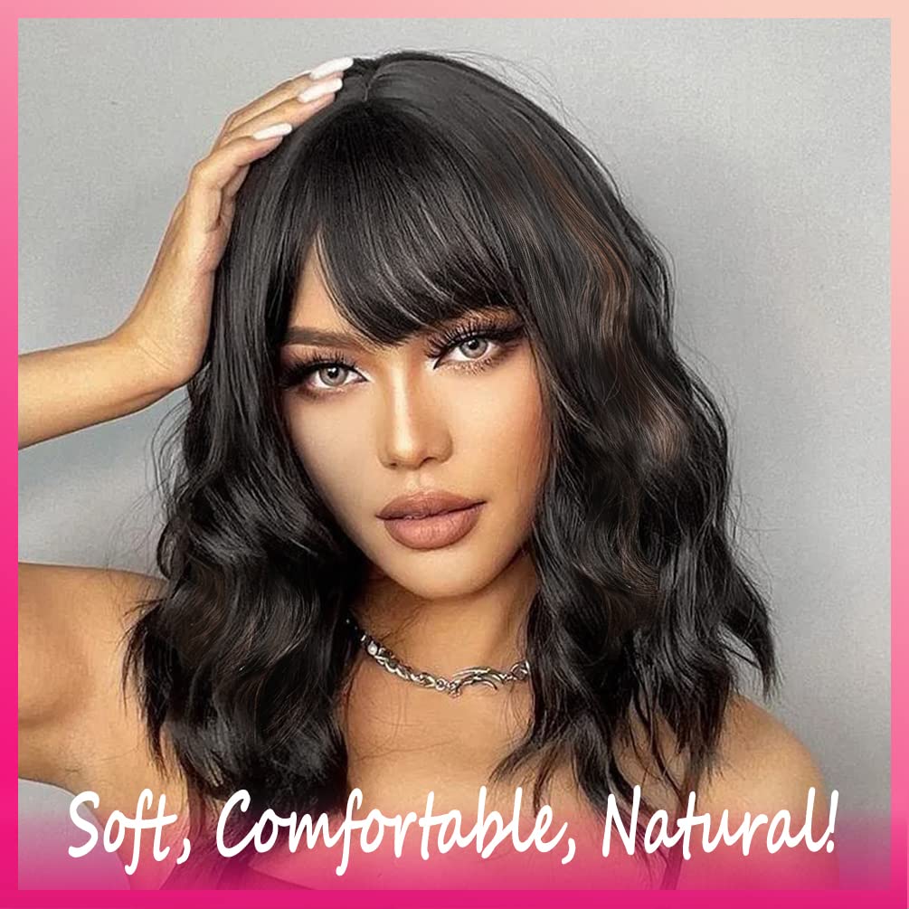 Kinky Curly Afro Wig with Bangs Ombre Gray Color Synthetic Mixed Wigs with 1 Wig Comb and 4pcs Wig Caps