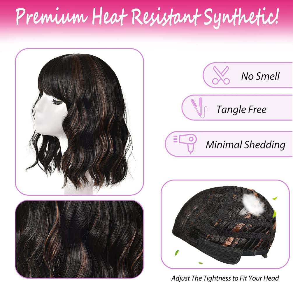 Kinky Curly Afro Wig with Bangs Ombre Gray Color Synthetic Mixed Wigs with 1 Wig Comb and 4pcs Wig Caps