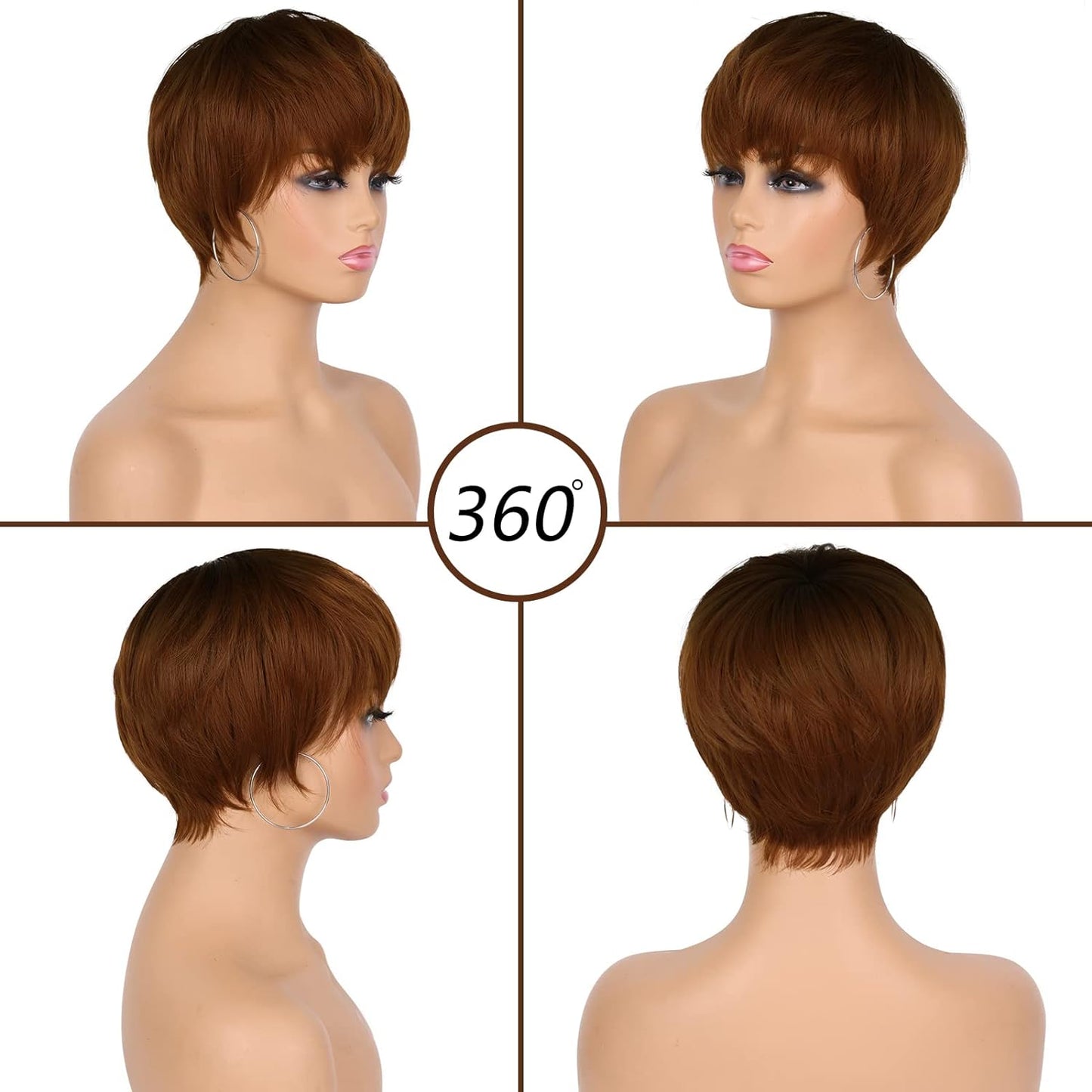 Pixie Cut Wig for Black Women Blonde 613 Short Wig with Bangs Layered Straight Hair Heat Resistant Synthetic Wig for Daily Use(613)