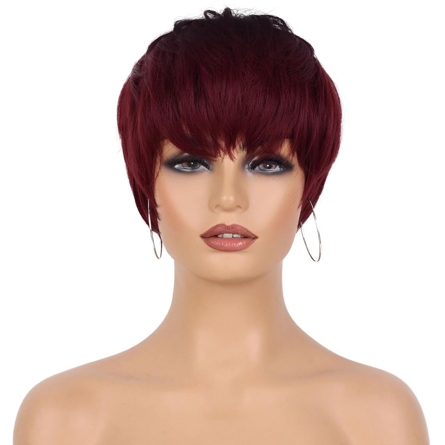 Pixie Cut Wig for Black Women Blonde 613 Short Wig with Bangs Layered Straight Hair Heat Resistant Synthetic Wig for Daily Use(613)