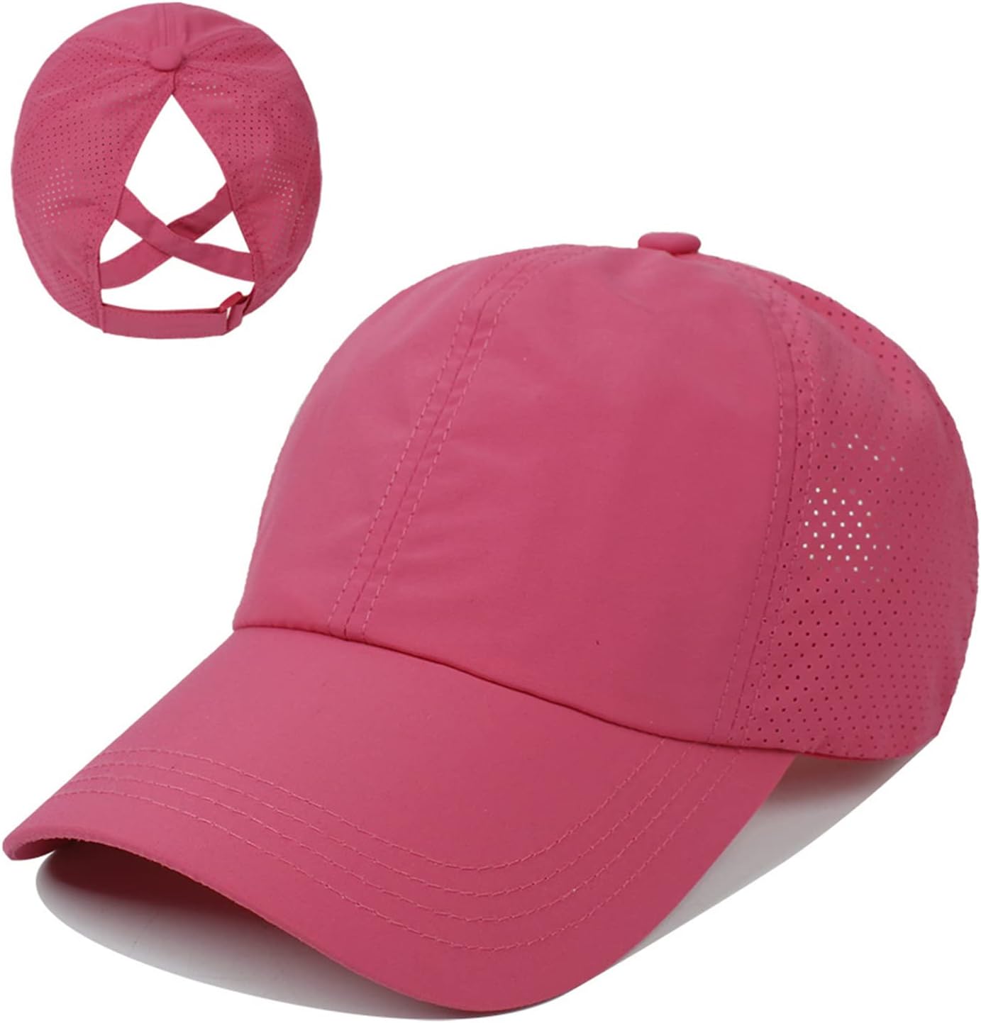 Women Ponytail Hat Criss Cross Baseball Cap Adjustable High Messy Bun Ponycap Quick Drying Mesh Sports Hat
