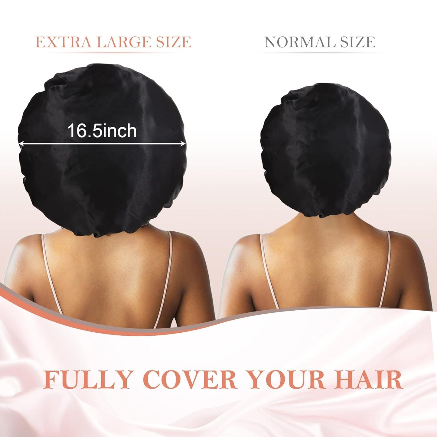 3Pcs Bonnet Silk Bonnet for Sleeping, Satin Bonnet for Sleeping Extra Large Hair Bonnets for Sleeping Black Curly Hair Women Jumbo Bonnet with Tie Band Braids