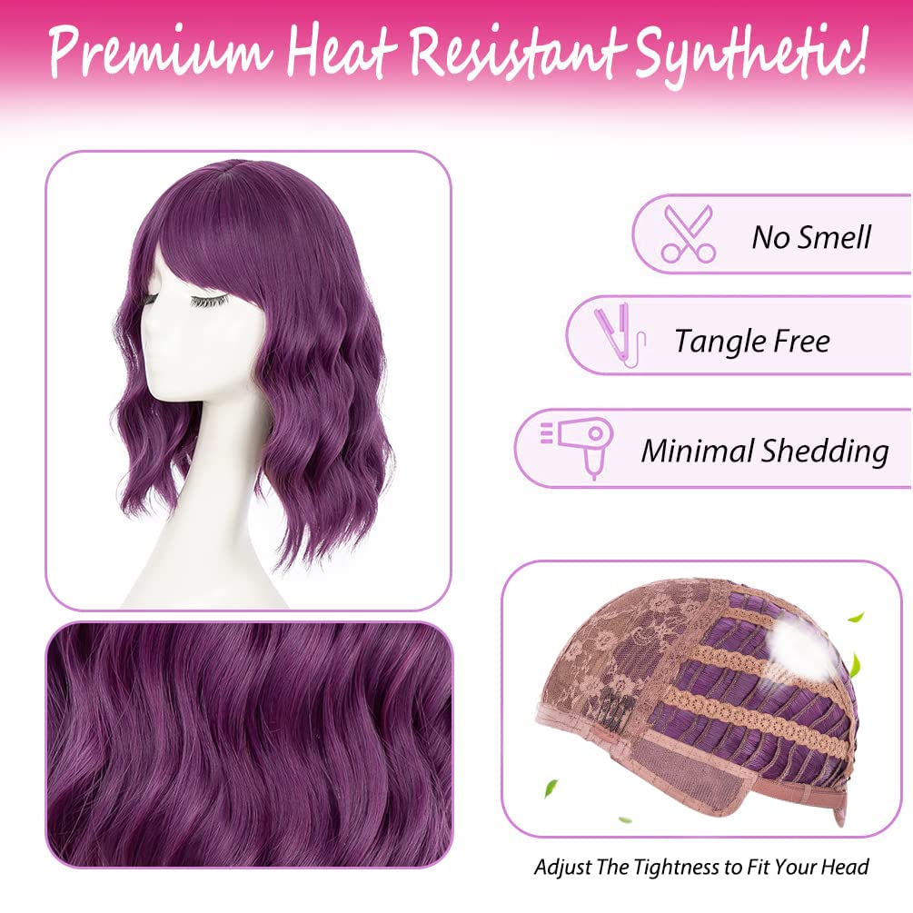 Kinky Curly Afro Wig with Bangs Ombre Gray Color Synthetic Mixed Wigs with 1 Wig Comb and 4pcs Wig Caps