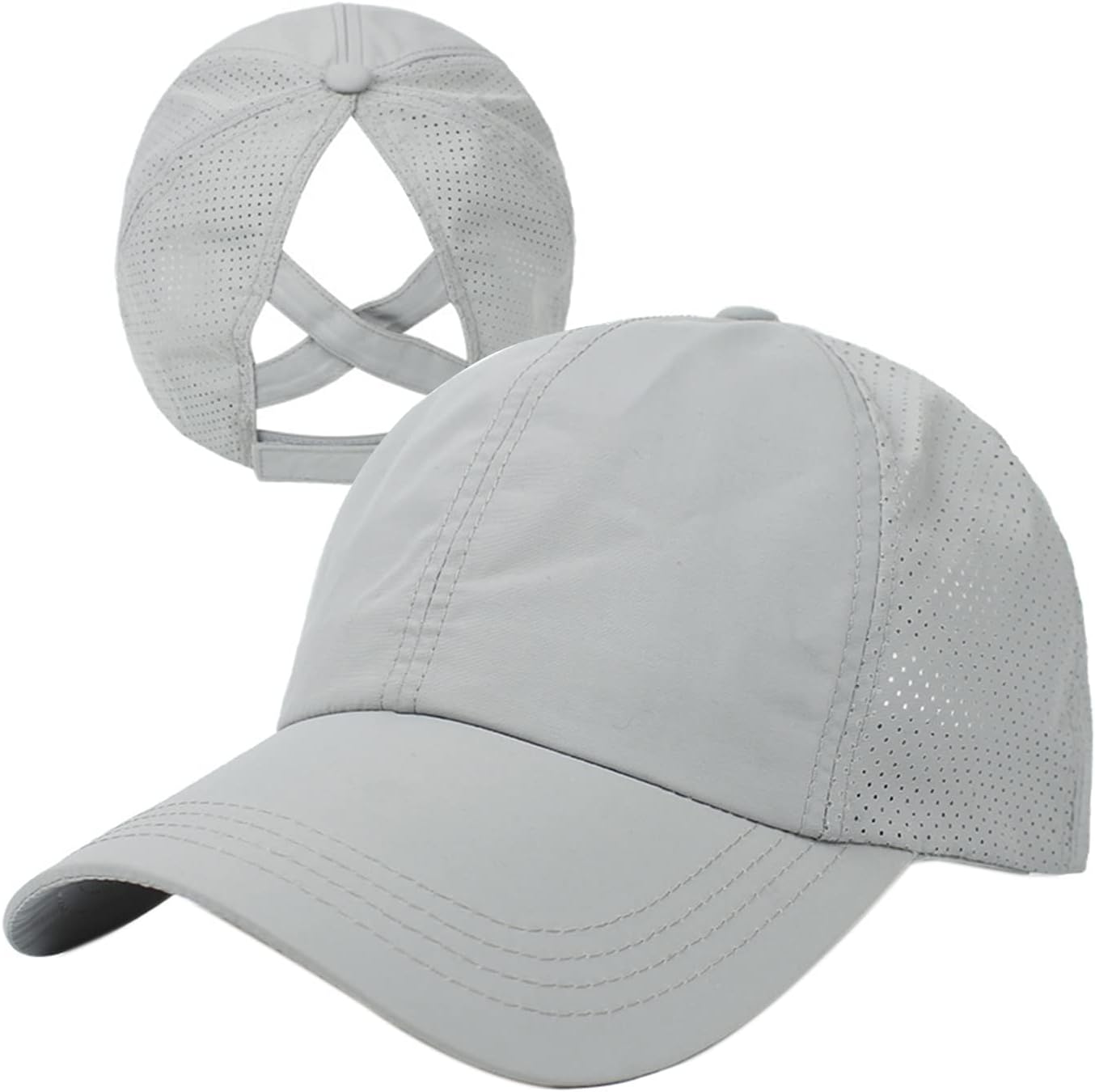 Women Ponytail Hat Criss Cross Baseball Cap Adjustable High Messy Bun Ponycap Quick Drying Mesh Sports Hat