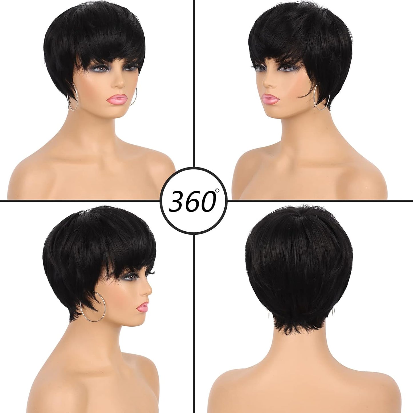 Pixie Cut Wig for Black Women Blonde 613 Short Wig with Bangs Layered Straight Hair Heat Resistant Synthetic Wig for Daily Use(613)