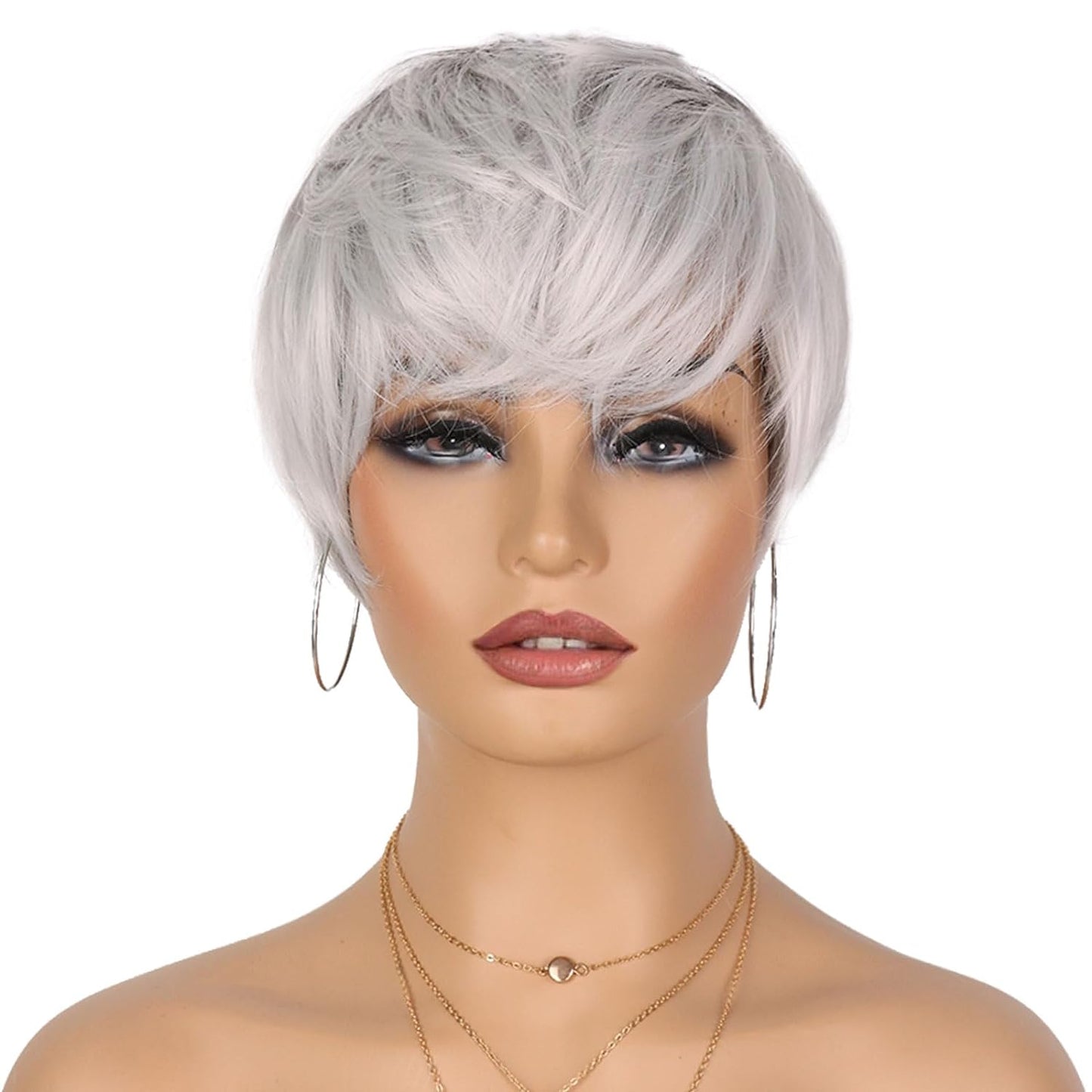 Pixie Cut Wig for Black Women Blonde 613 Short Wig with Bangs Layered Straight Hair Heat Resistant Synthetic Wig for Daily Use(613)