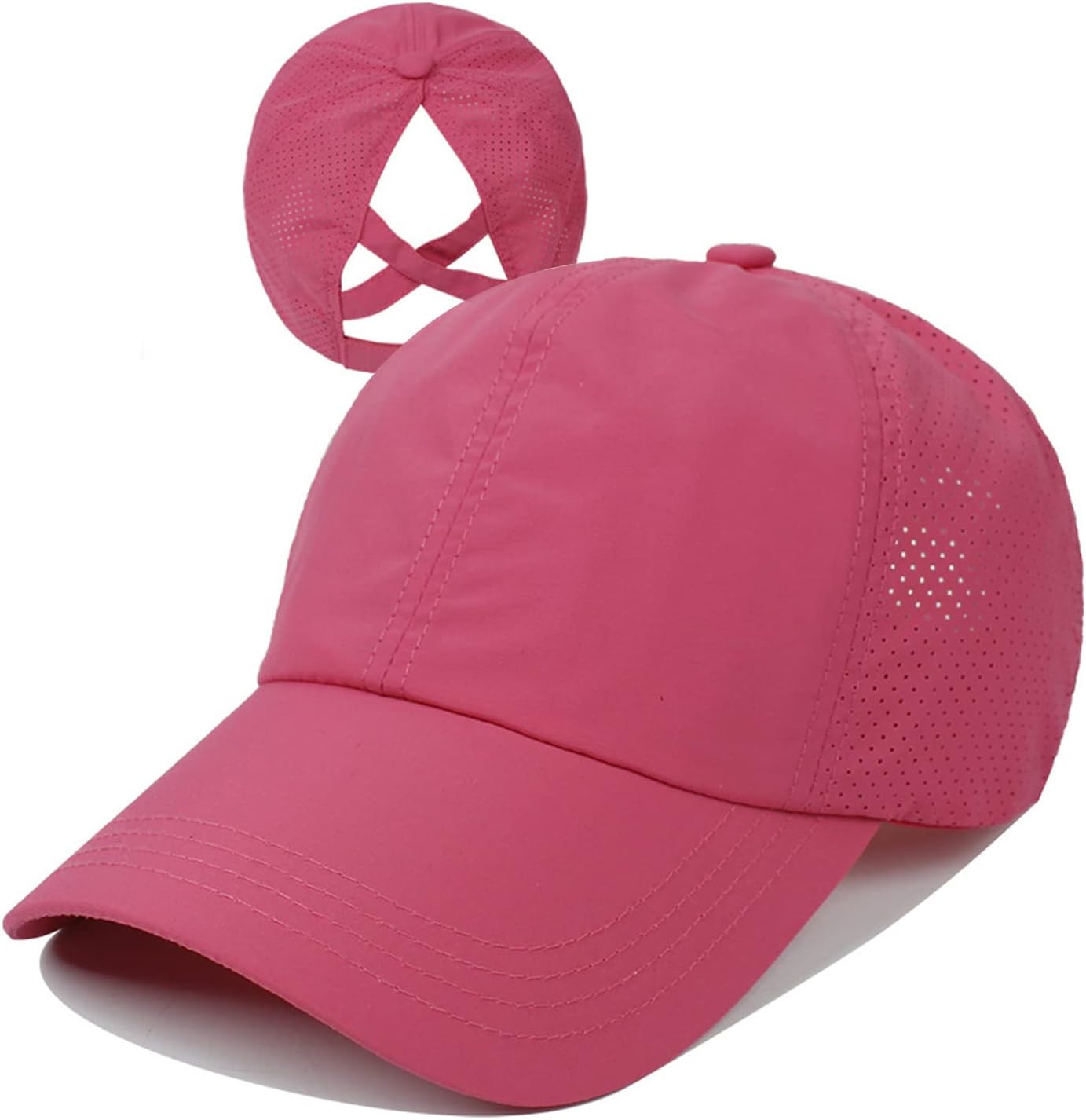 Women Ponytail Hat Criss Cross Baseball Cap Adjustable High Messy Bun Ponycap Quick Drying Mesh Sports Hat
