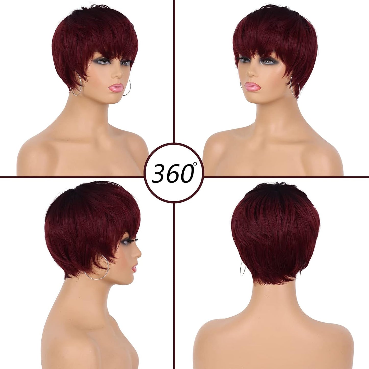 Pixie Cut Wig for Black Women Blonde 613 Short Wig with Bangs Layered Straight Hair Heat Resistant Synthetic Wig for Daily Use(613)