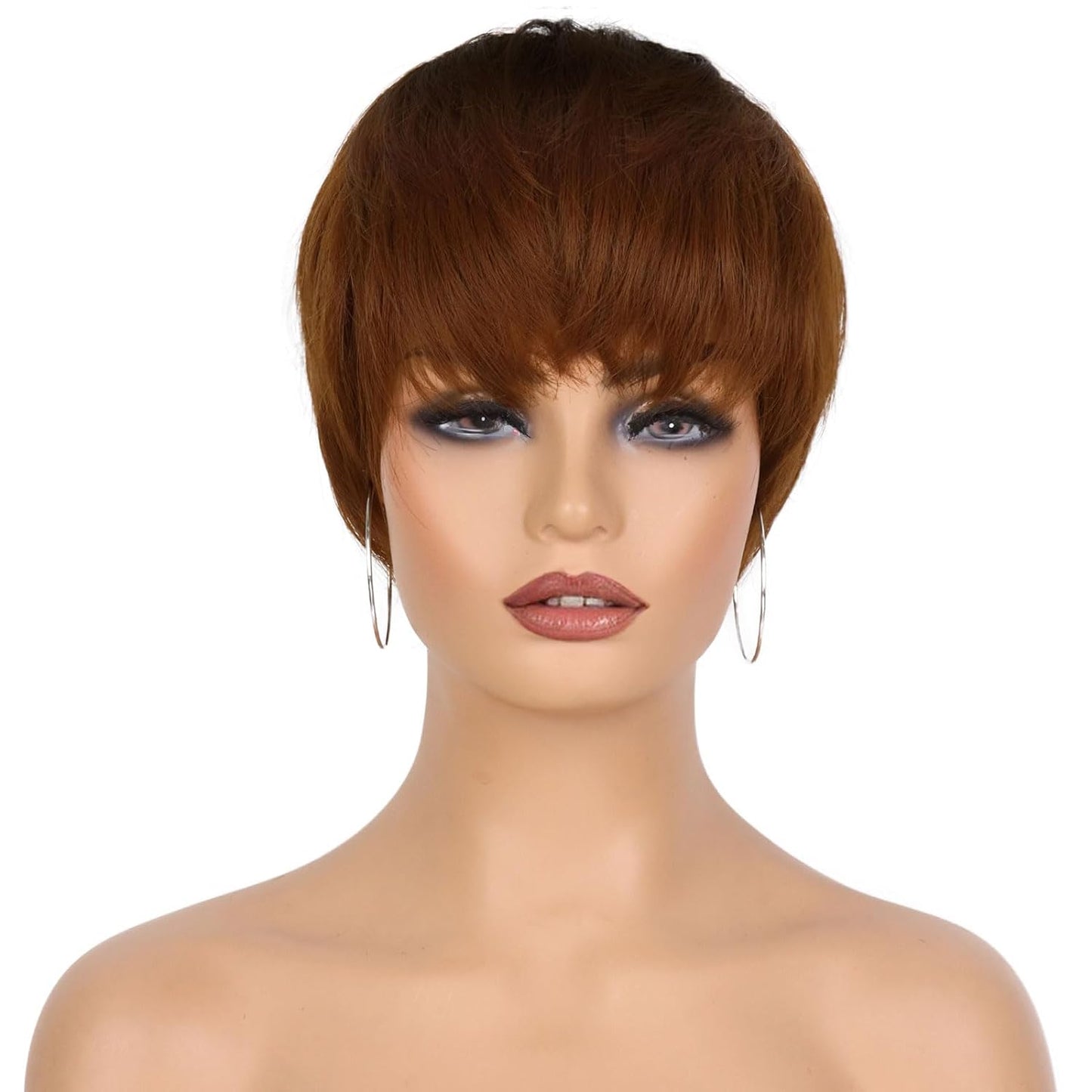 Pixie Cut Wig for Black Women Blonde 613 Short Wig with Bangs Layered Straight Hair Heat Resistant Synthetic Wig for Daily Use(613)