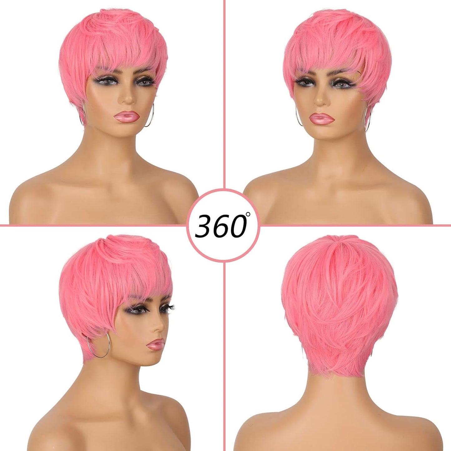 Pixie Cut Wig for Black Women Blonde 613 Short Wig with Bangs Layered Straight Hair Heat Resistant Synthetic Wig for Daily Use(613)
