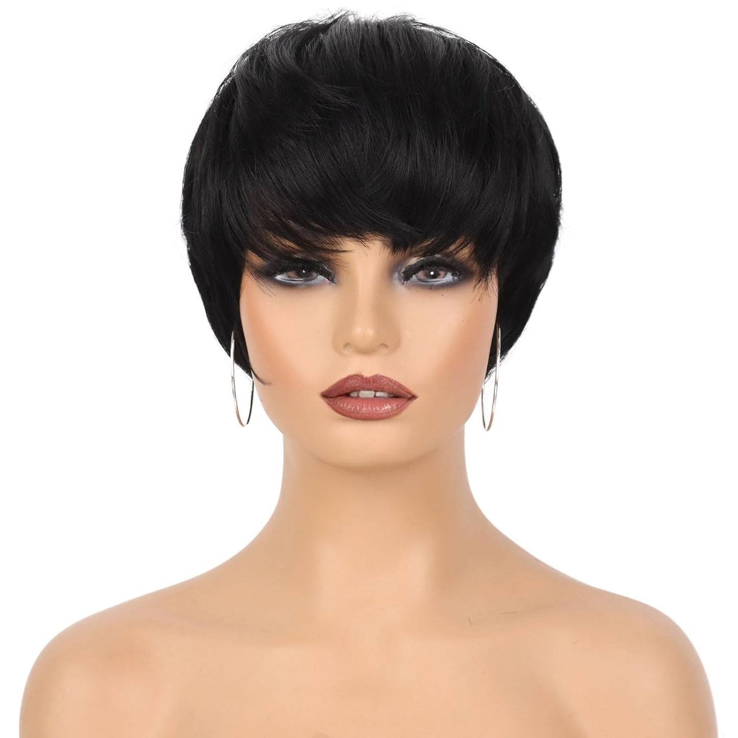 Pixie Cut Wig for Black Women Blonde 613 Short Wig with Bangs Layered Straight Hair Heat Resistant Synthetic Wig for Daily Use(613)
