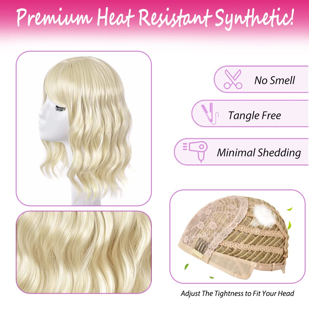 Kinky Curly Afro Wig with Bangs Ombre Gray Color Synthetic Mixed Wigs with 1 Wig Comb and 4pcs Wig Caps