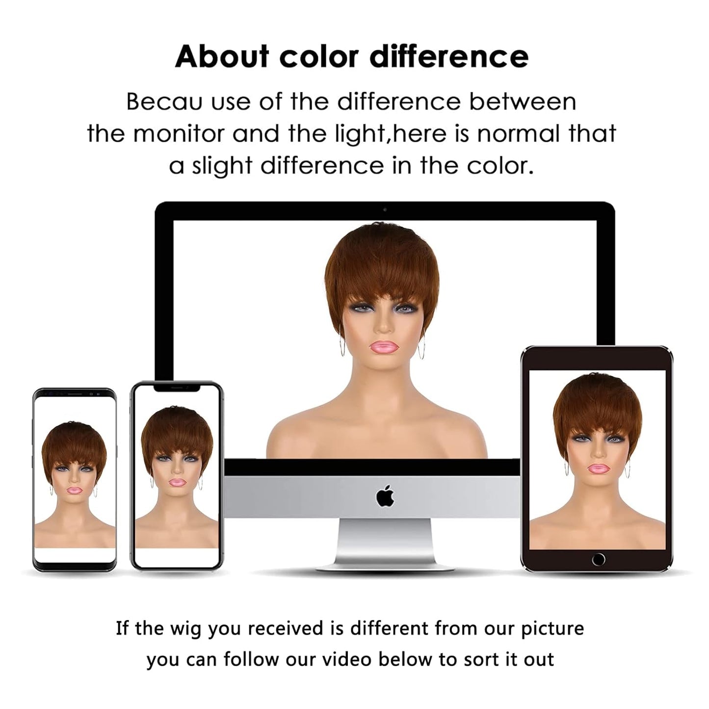Pixie Cut Wig for Black Women Blonde 613 Short Wig with Bangs Layered Straight Hair Heat Resistant Synthetic Wig for Daily Use(613)