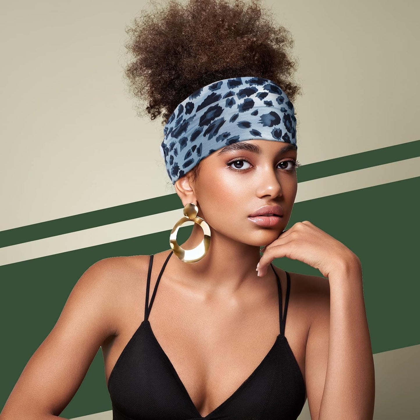 6 Pieces Headband with Buttons for Mask African Boho Knot Turban Headbands Nurse Elastic Headbands Sport Beach Hair Accessories for Women Girls (Bohemian Patterns)