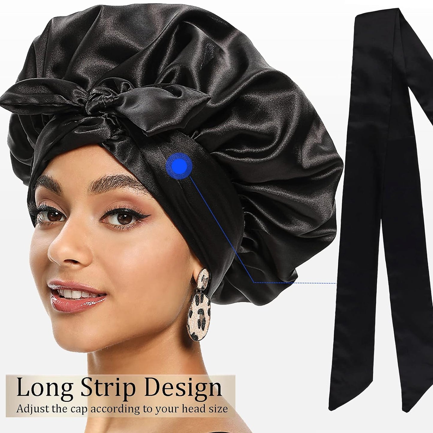 Satin Bonnet for Women, Silk Bonnet for Curly Hair, Silk Hair Bonnet for Sleeping Satin Bonnets for Black Women, Extra Large Bonnet with Tie Band