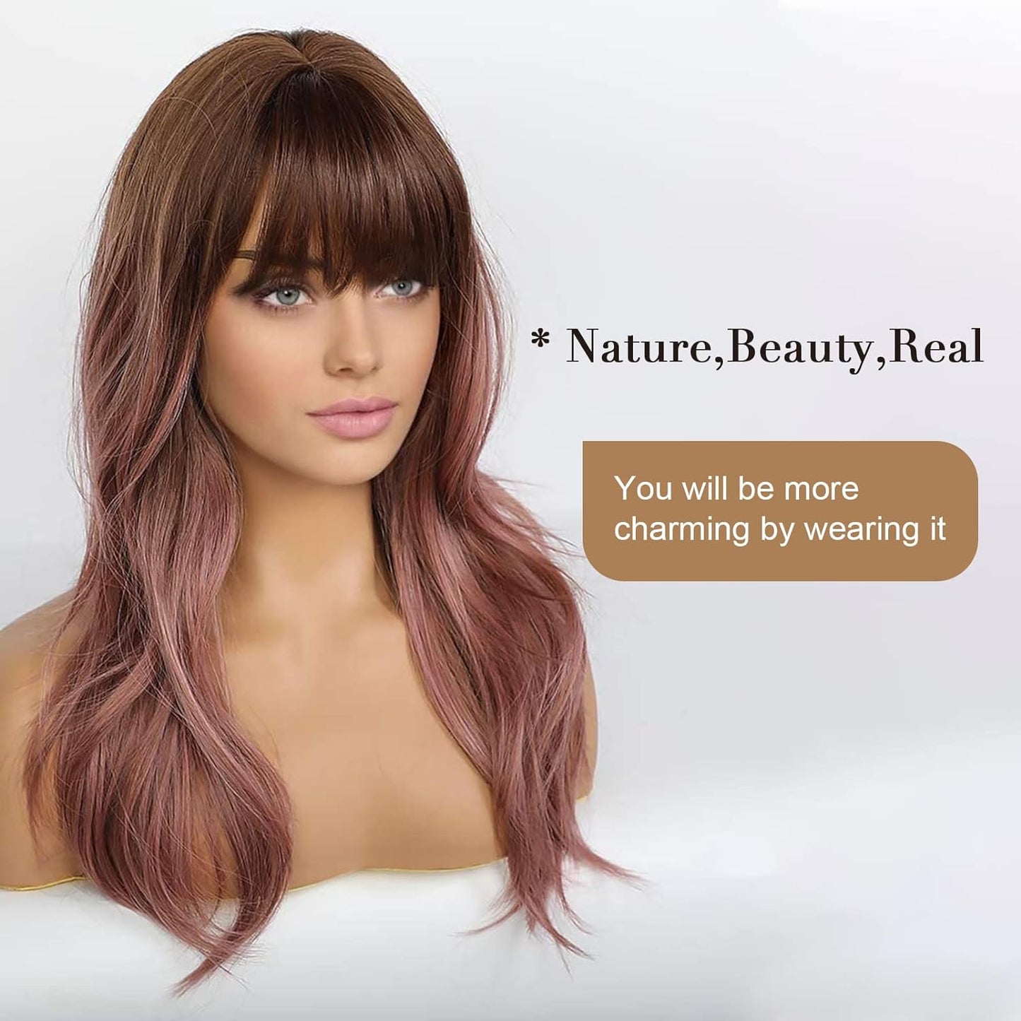 Black Wigs for Women Long Curly Wigs With Bangs Water Wavy Synthetic Wig, Party Cosplay Daily Use