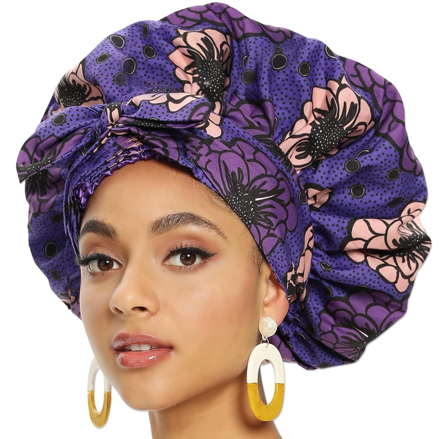 Satin Bonnet for Women, Silk Bonnet for Curly Hair, Silk Hair Bonnet for Sleeping Satin Bonnets for Black Women, Extra Large Bonnet with Tie Band