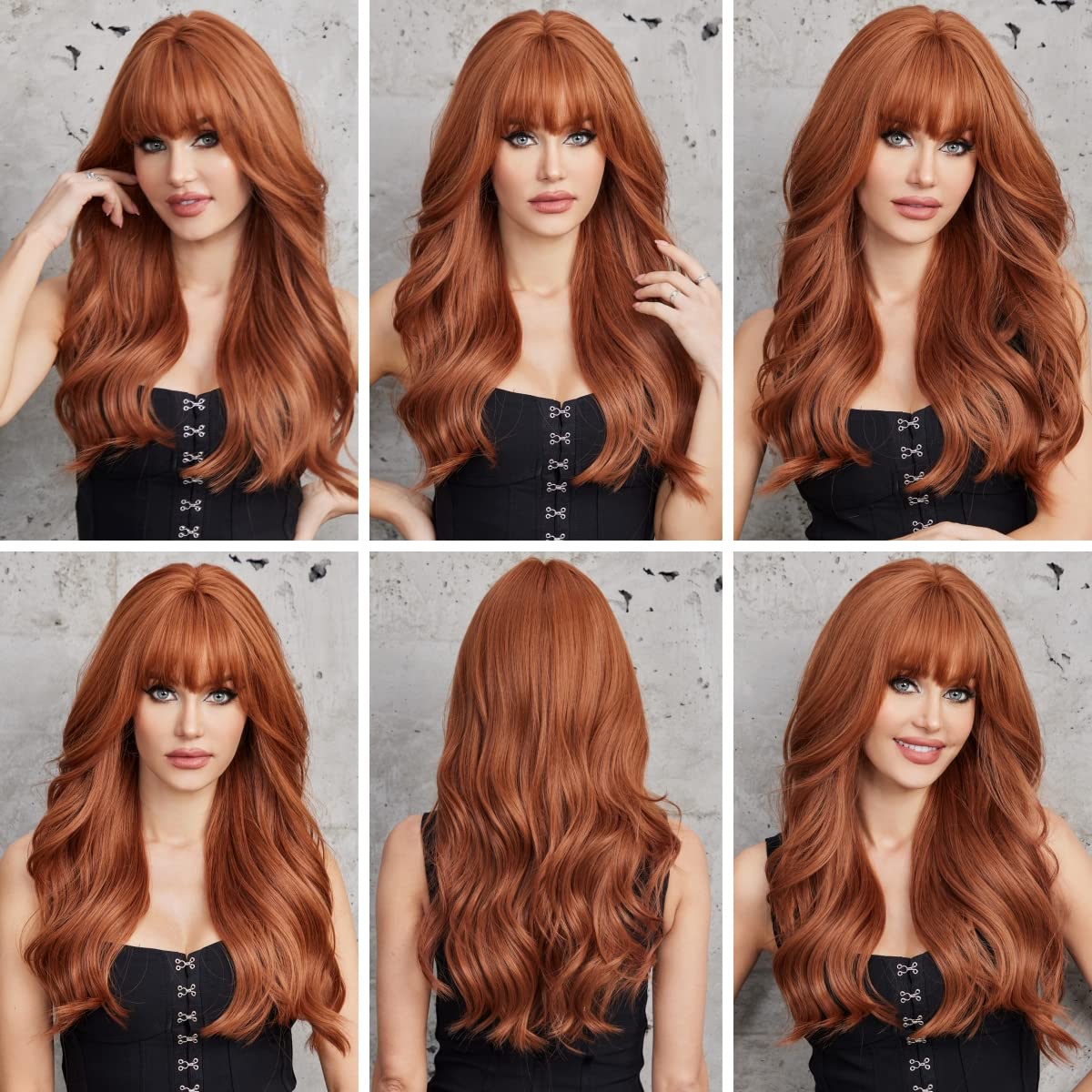 Black Wigs for Women Long Curly Wigs With Bangs Water Wavy Synthetic Wig, Party Cosplay Daily Use