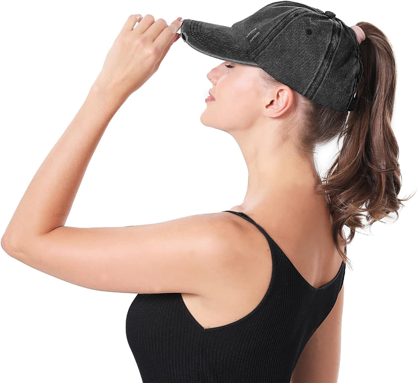 Women Ponytail Hat Criss Cross Baseball Cap Adjustable High Messy Bun Ponycap Quick Drying Mesh Sports Hat