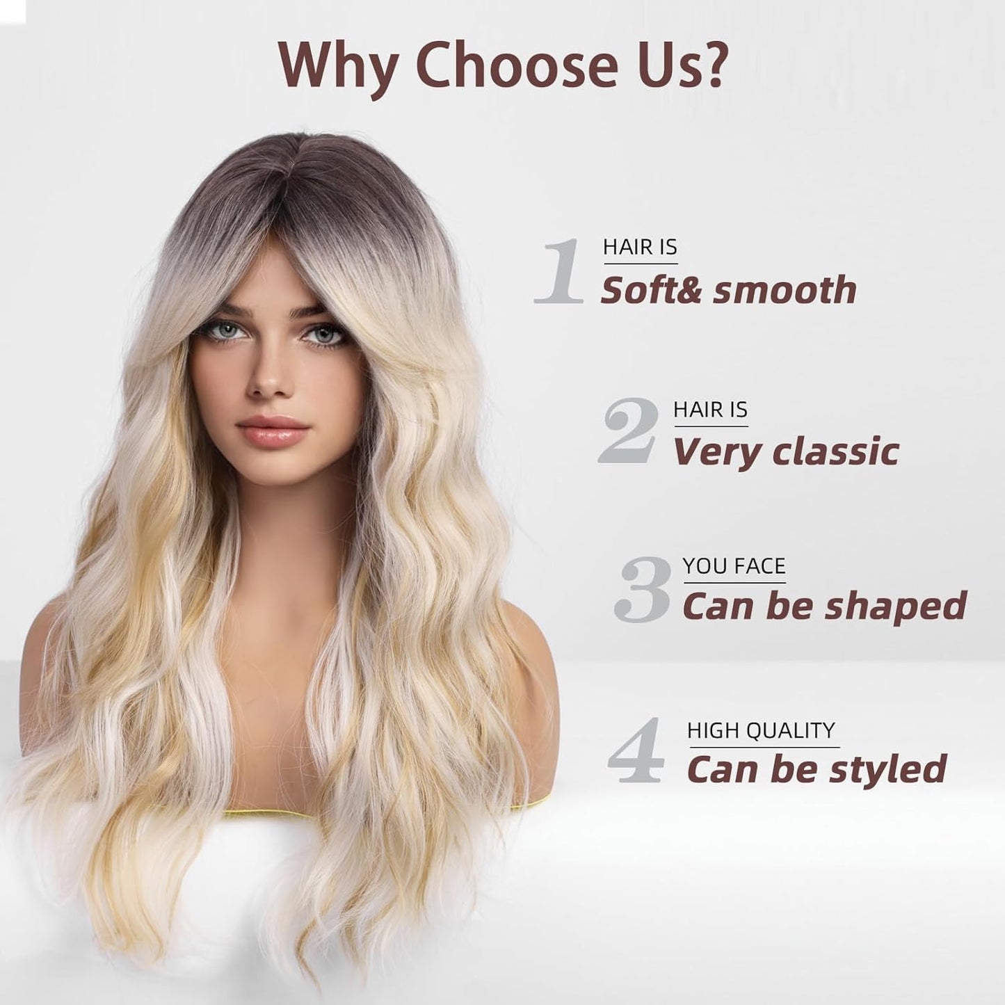 Black Wigs for Women Long Curly Wigs With Bangs Water Wavy Synthetic Wig, Party Cosplay Daily Use