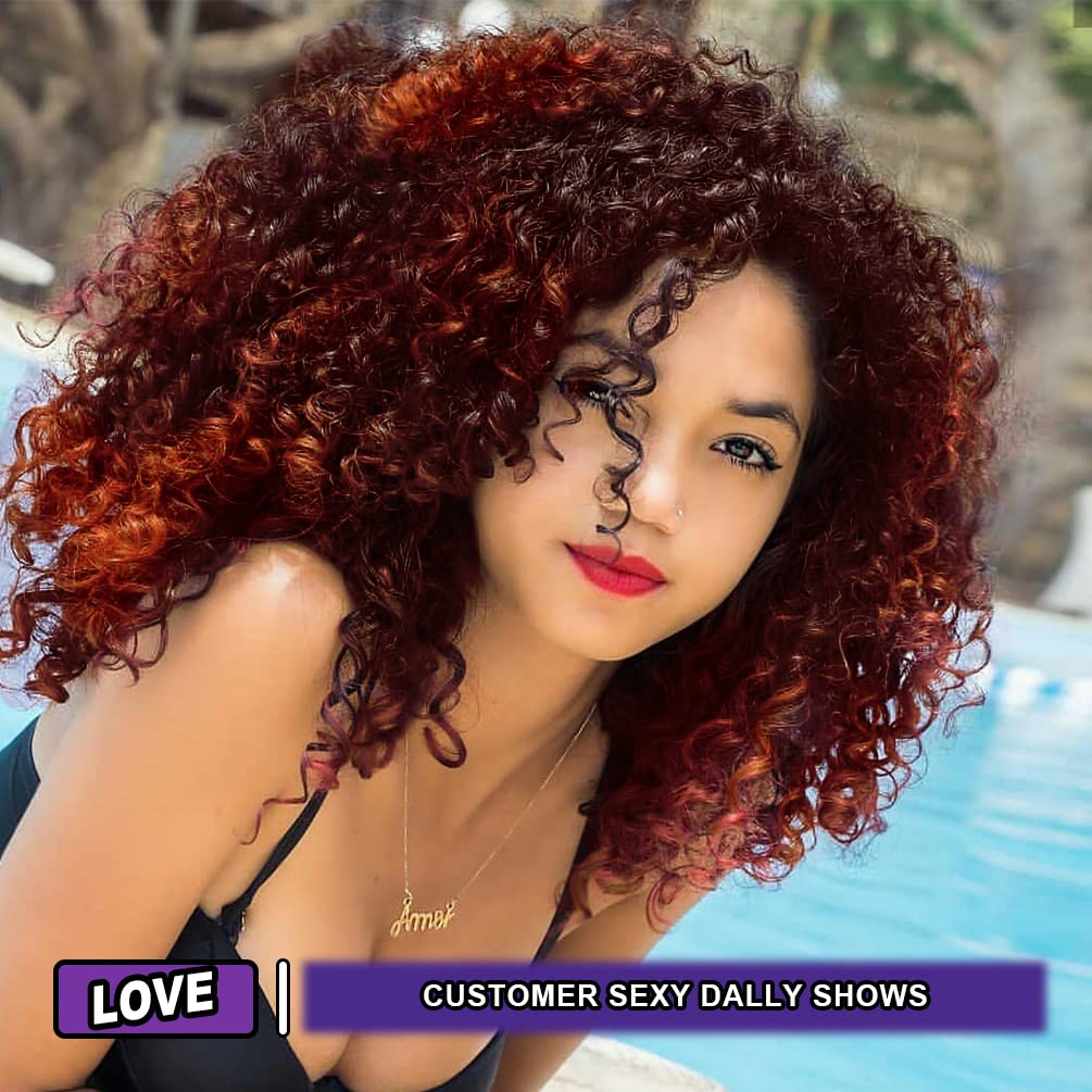Kinky Curly Afro Wig with Bangs Ombre Gray Color Synthetic Mixed Wigs with 1 Wig Comb and 4pcs Wig Caps
