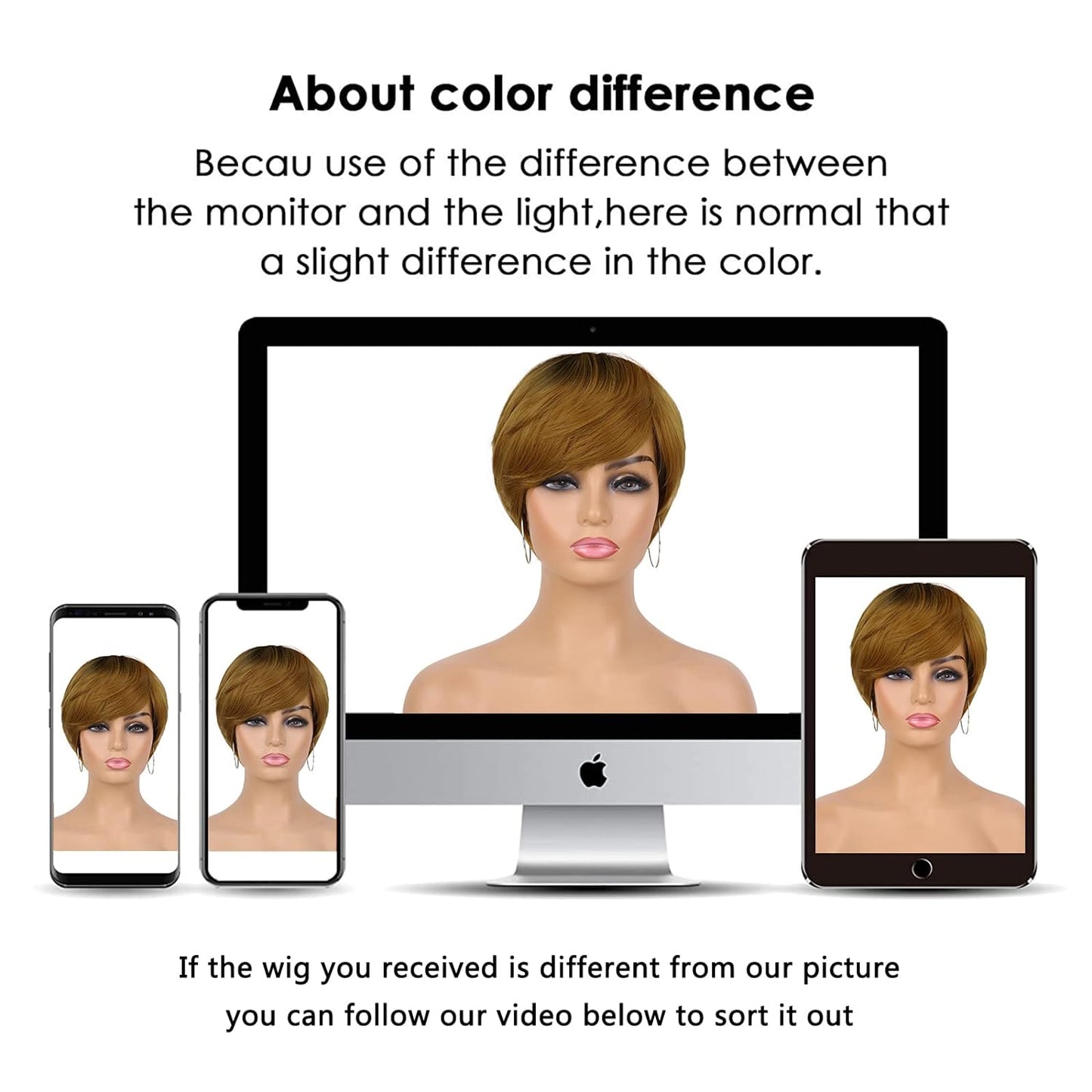 Pixie Cut Wig for Black Women Blonde 613 Short Wig with Bangs Layered Straight Hair Heat Resistant Synthetic Wig for Daily Use(613)