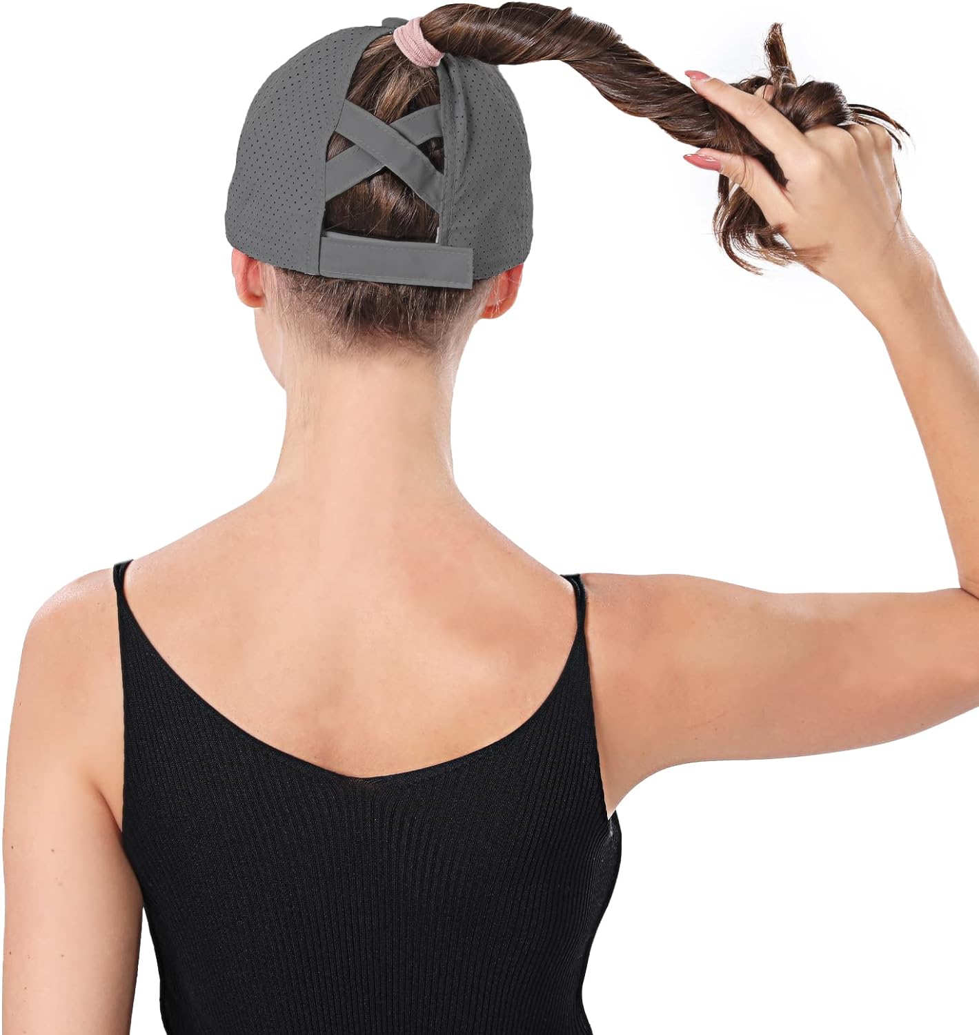 Women Ponytail Hat Criss Cross Baseball Cap Adjustable High Messy Bun Ponycap Quick Drying Mesh Sports Hat