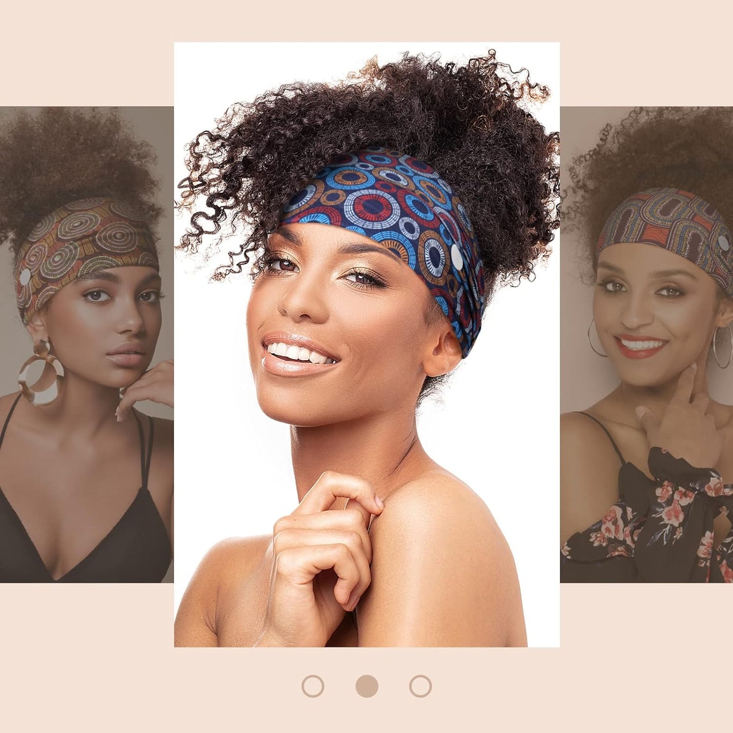 6 Pieces Headband with Buttons for Mask African Boho Knot Turban Headbands Nurse Elastic Headbands Sport Beach Hair Accessories for Women Girls (Bohemian Patterns)