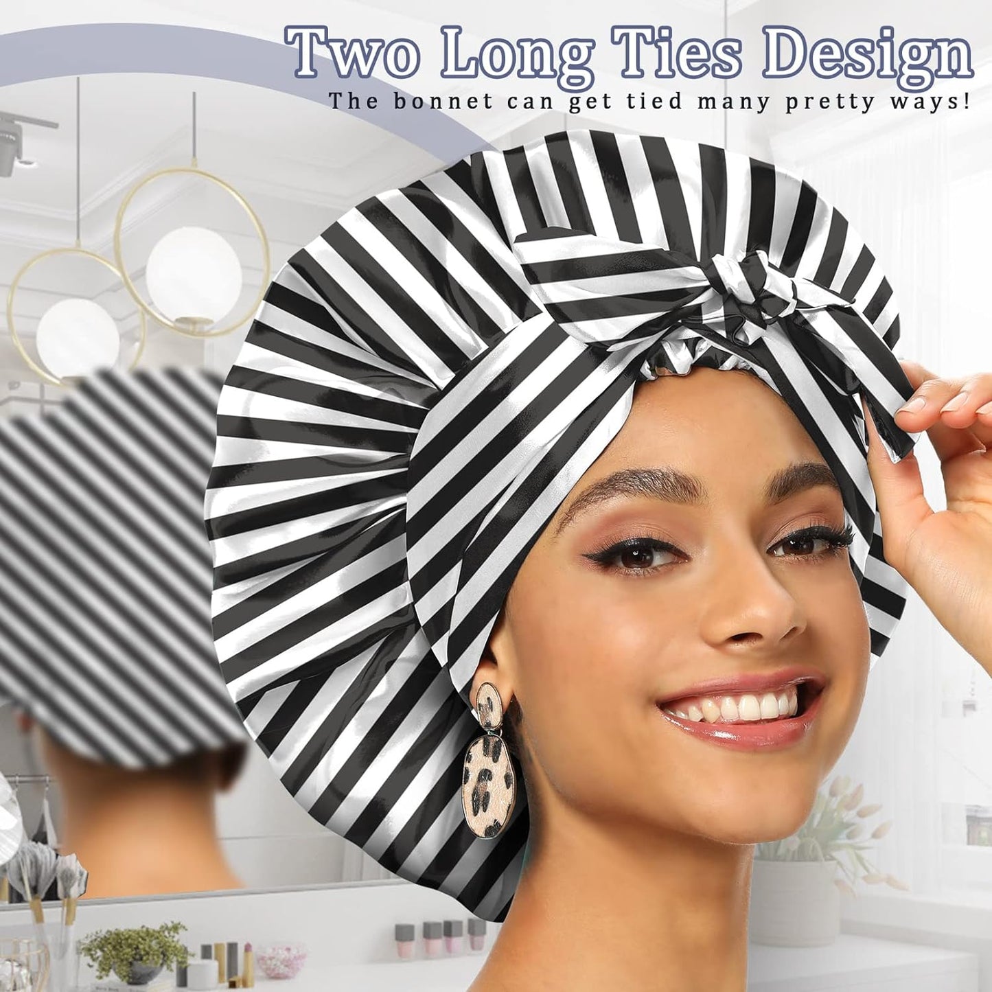 Satin Bonnet for Women, Silk Bonnet for Curly Hair, Silk Hair Bonnet for Sleeping Satin Bonnets for Black Women, Extra Large Bonnet with Tie Band