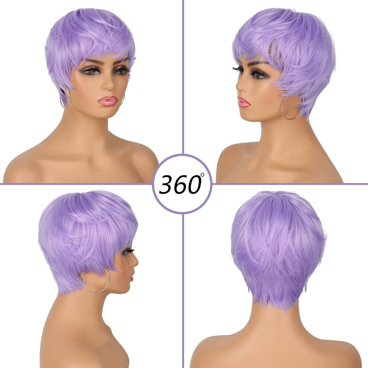 Pixie Cut Wig for Black Women Blonde 613 Short Wig with Bangs Layered Straight Hair Heat Resistant Synthetic Wig for Daily Use(613)