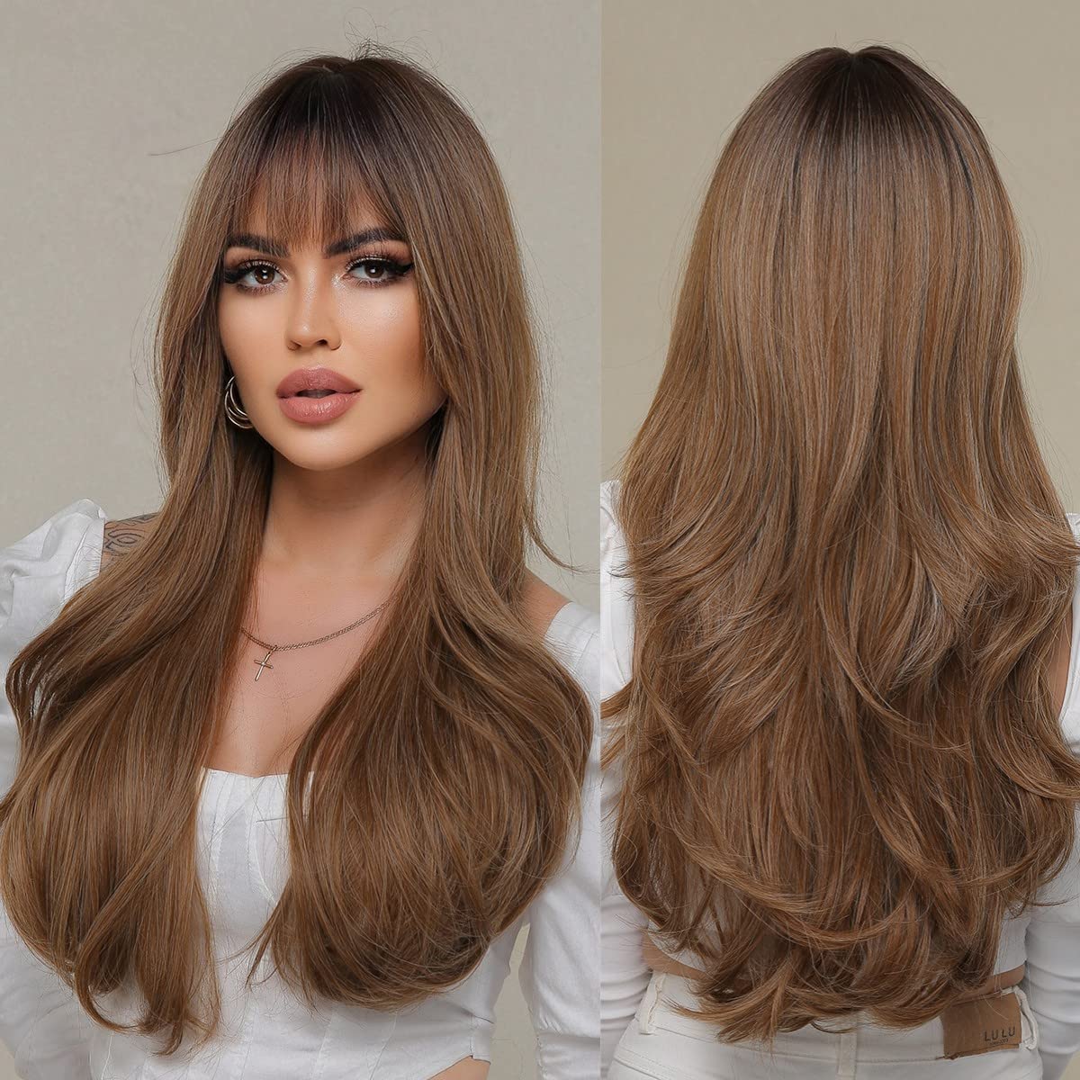 Black Wigs for Women Long Curly Wigs With Bangs Water Wavy Synthetic Wig, Party Cosplay Daily Use
