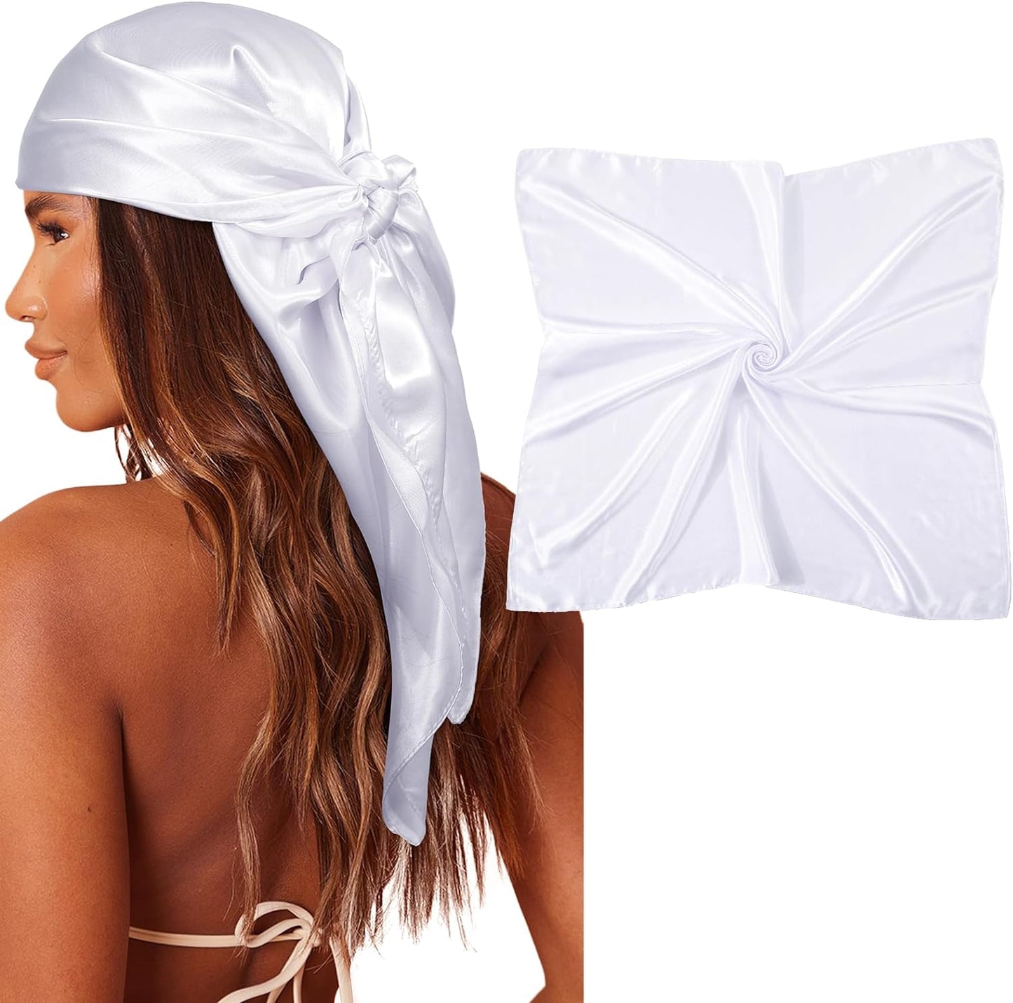 35" Large Square Satin Head Scarf - Silk Hair Scarf Square Hair Bandanas Large Scarf Sleeping Head Wraps for Women