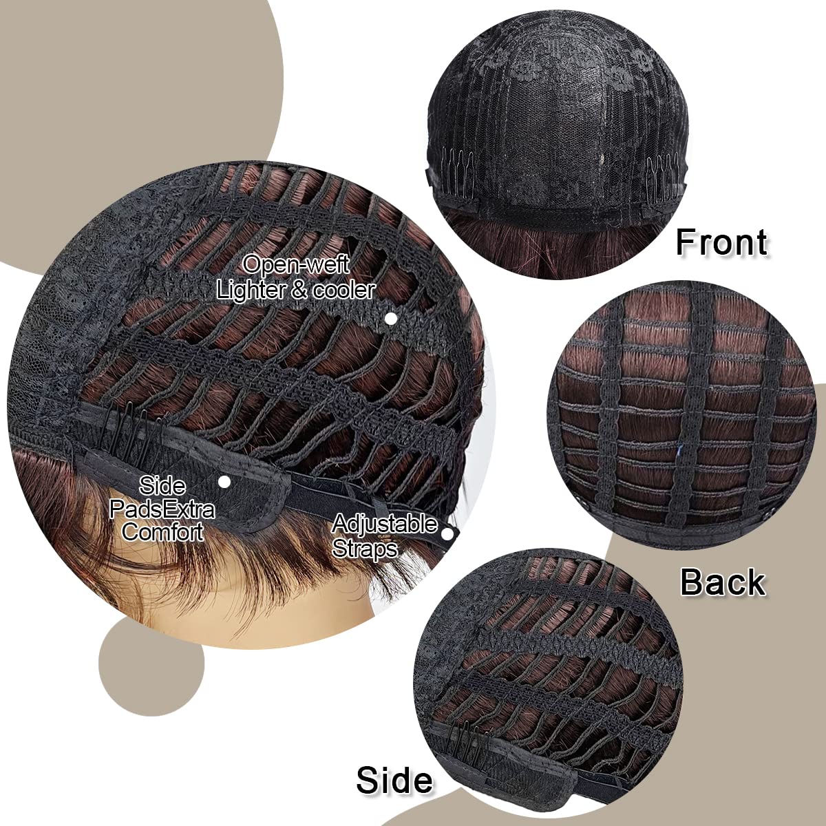 Short Wavy Black Wig with Bangs Bob Short Charming Curly Wavy Wig Women Synthetic Natural Looking Heat Resistant Fiber Hair for Women (14inch)