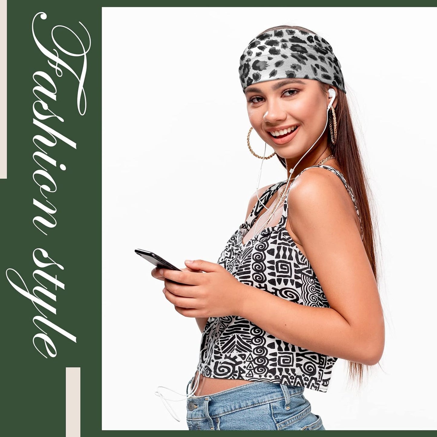6 Pieces Headband with Buttons for Mask African Boho Knot Turban Headbands Nurse Elastic Headbands Sport Beach Hair Accessories for Women Girls (Bohemian Patterns)