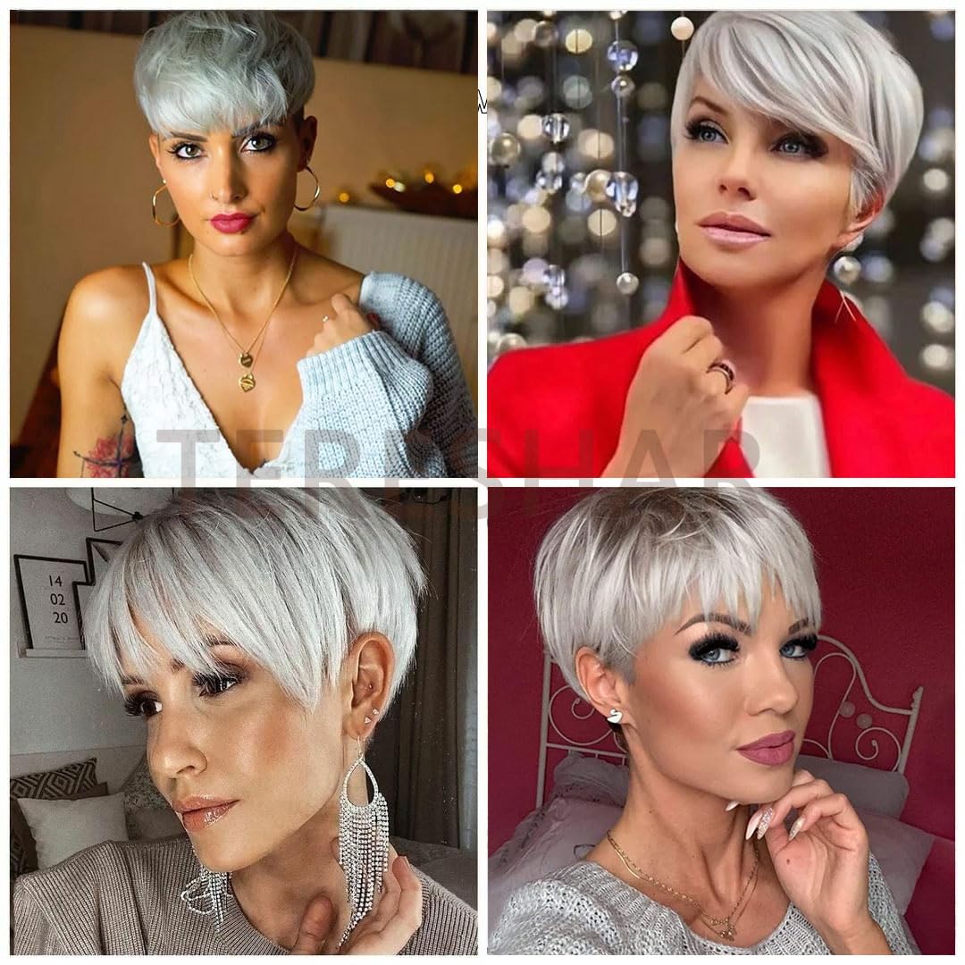 Pixie Cut Wig for Black Women Blonde 613 Short Wig with Bangs Layered Straight Hair Heat Resistant Synthetic Wig for Daily Use(613)