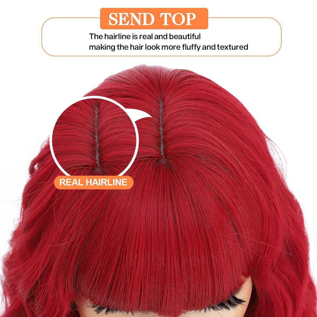 Short Wavy Wig with Bangs Black Mixed Brown Short Bob Wigs Shoulder Length Wear and Go Glueless Wigs Heat Resistant Fiber Synthetic Wig with Bangs