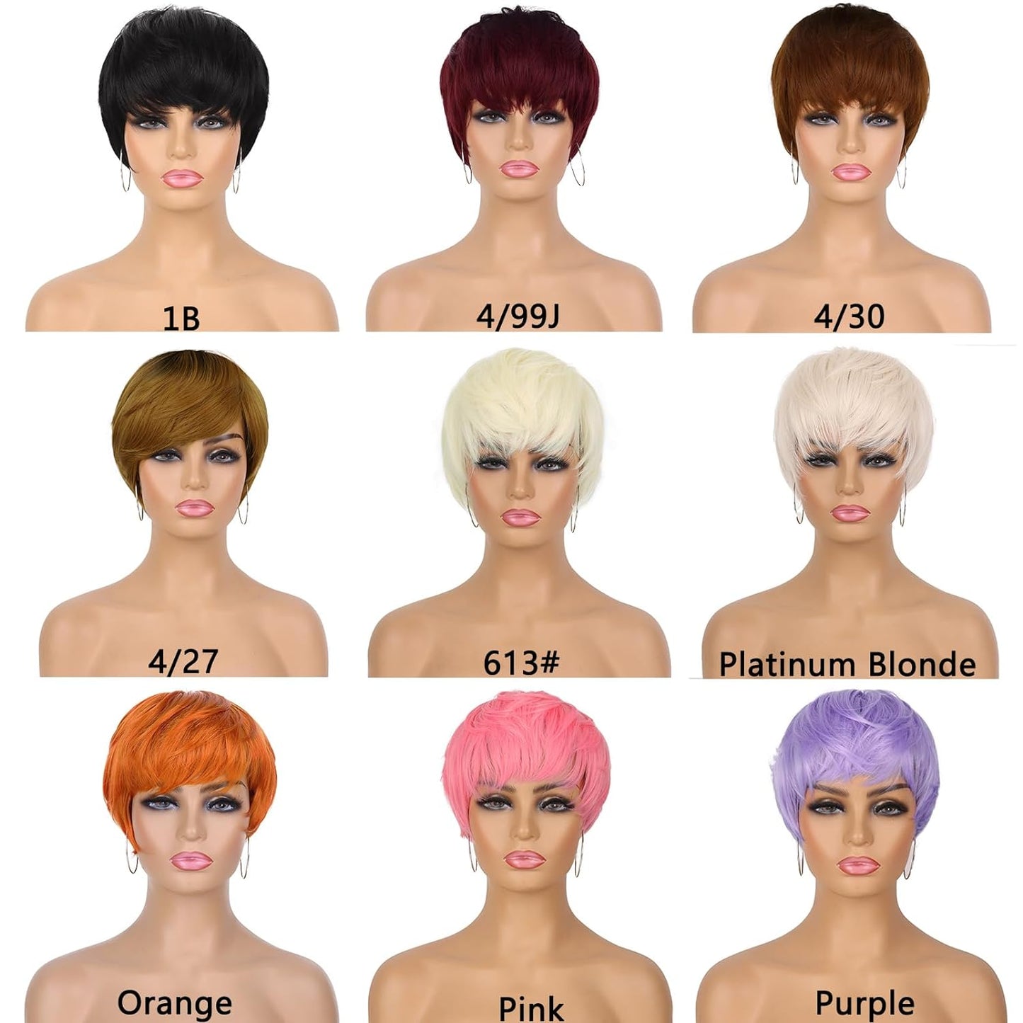 Pixie Cut Wig for Black Women Blonde 613 Short Wig with Bangs Layered Straight Hair Heat Resistant Synthetic Wig for Daily Use(613)