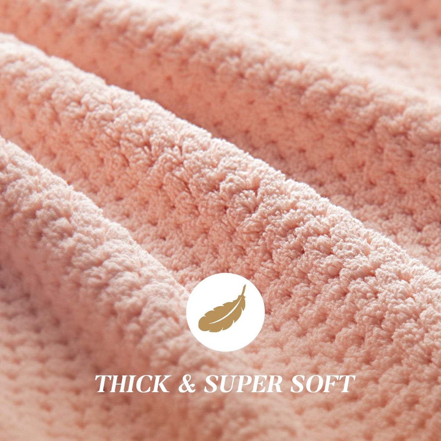 Large Microfiber Hair Towel Wrap for Women, Super Absorbent Hair Drying Towel with Elastic Strap, Anti Frizz Fast Drying Hair Turbans for Long, Thick, Curly Hair, Soft Hair Wrap Towels Pink