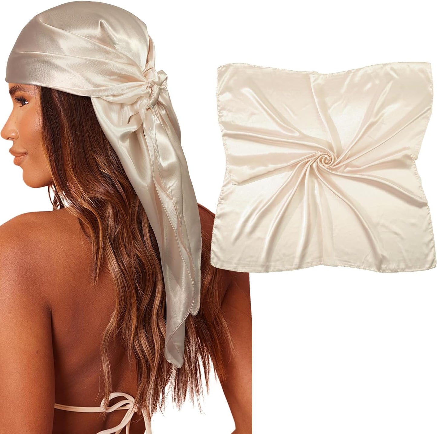 35" Large Square Satin Head Scarf - Silk Hair Scarf Square Hair Bandanas Large Scarf Sleeping Head Wraps for Women